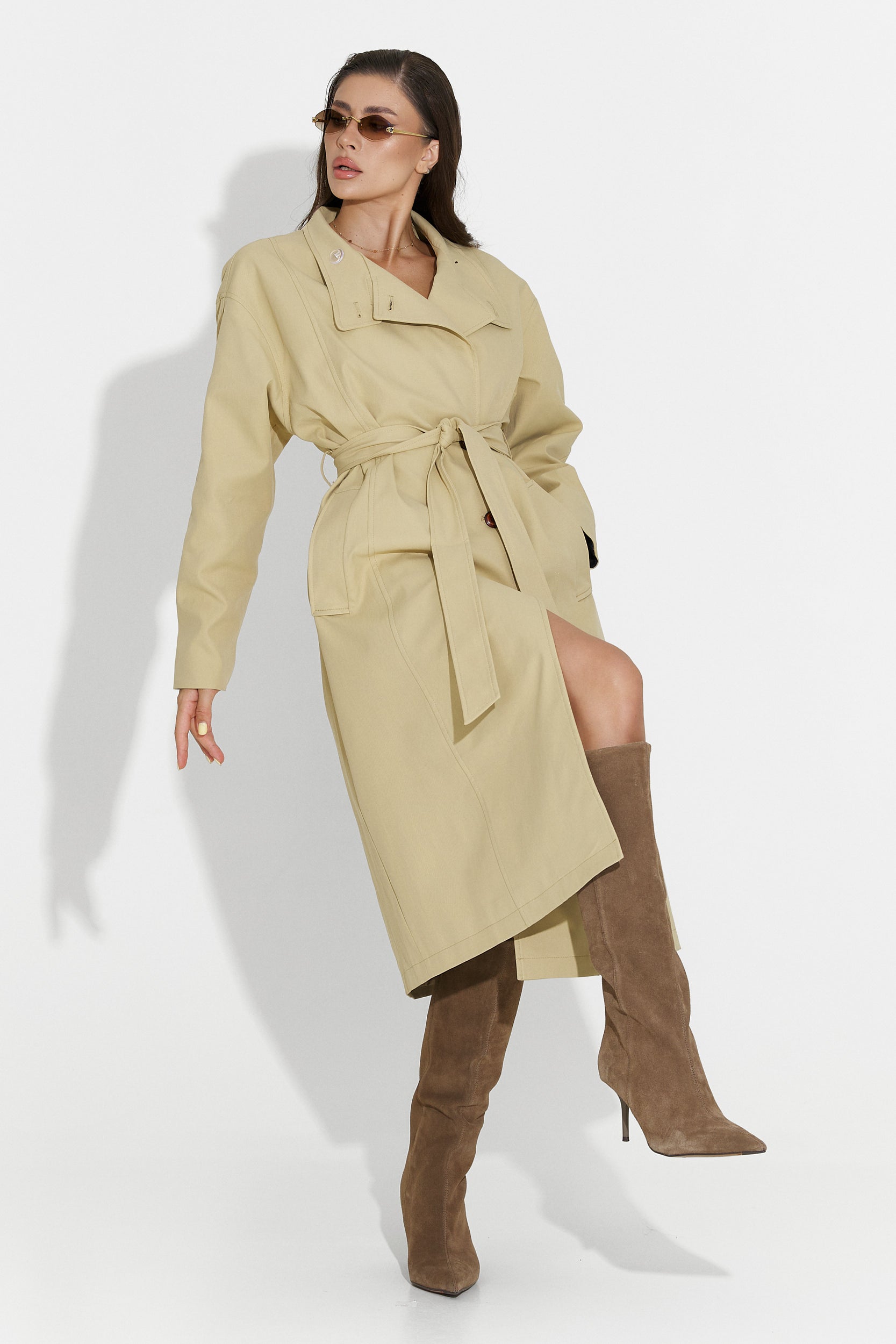 Palton dama mediu maro Dakisa Bogas