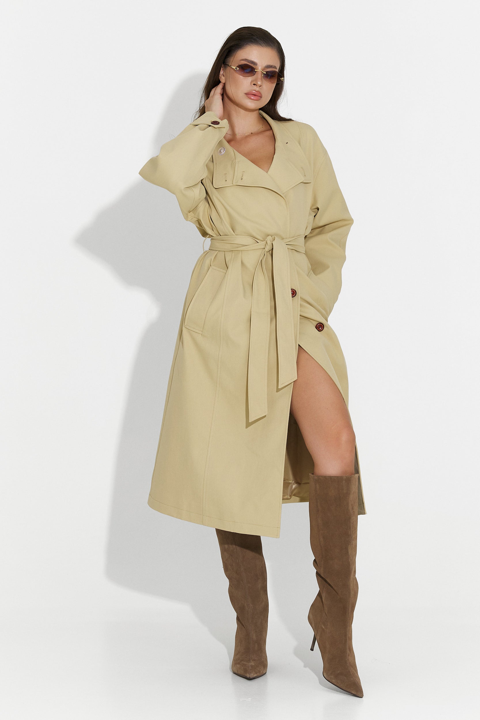 Palton dama mediu maro Dakisa Bogas