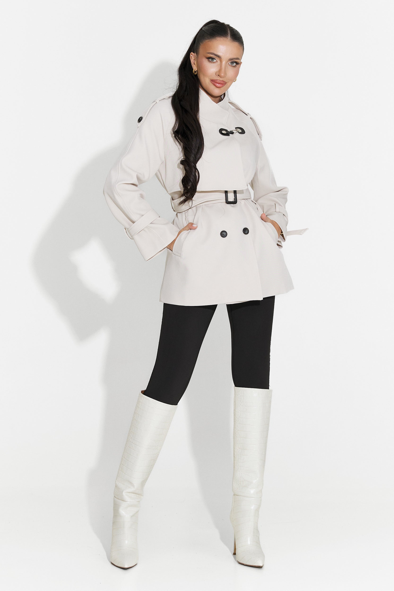 Palton dama scurt grej Cenavia Bogas