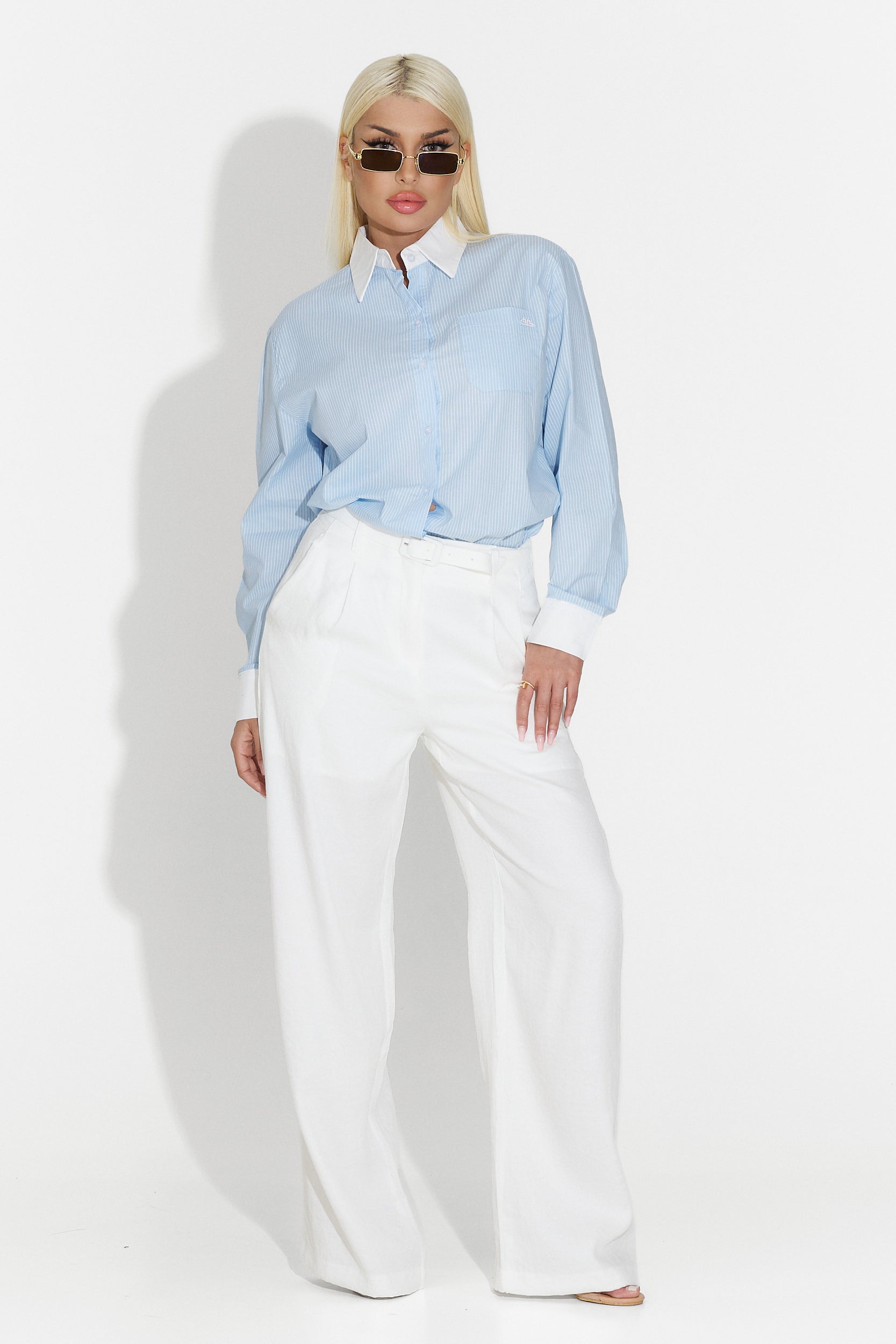 Pantaloni dama casual albi Kimny Bogas