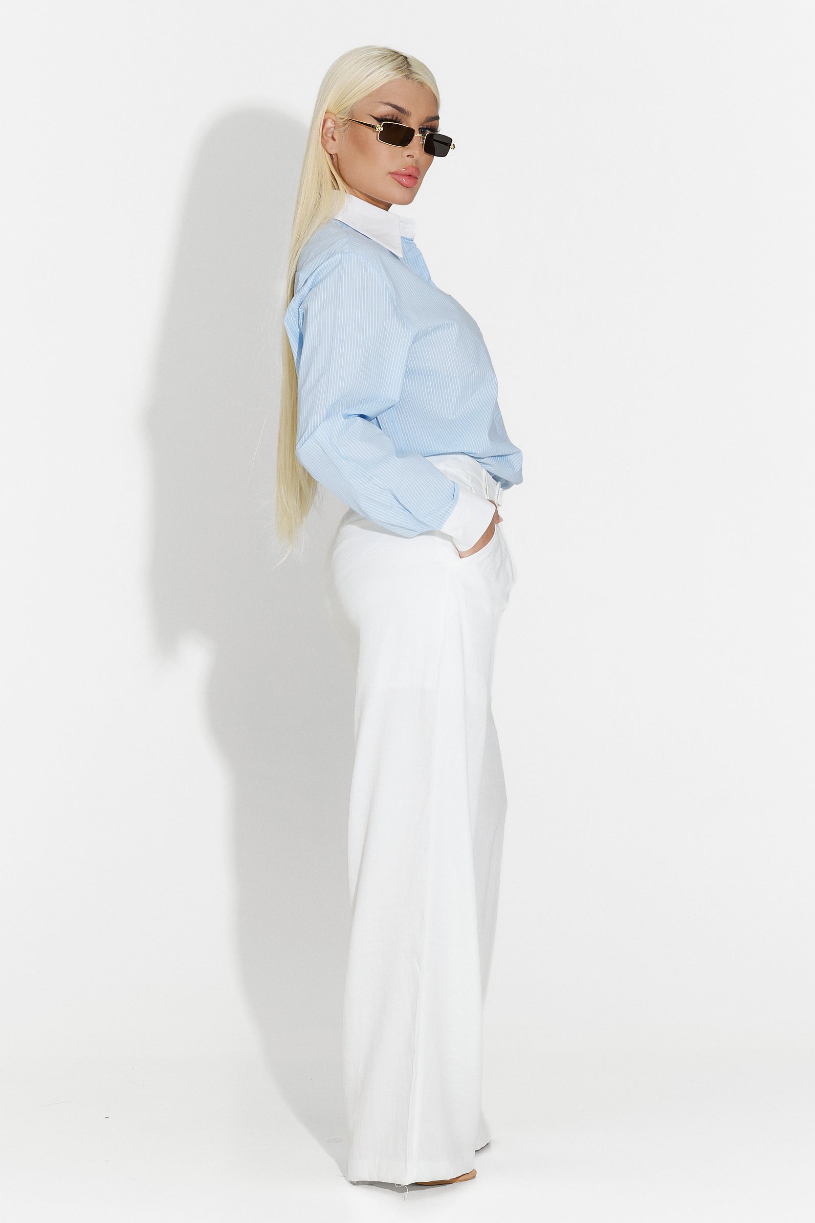 Pantaloni dama casual albi Kimny Bogas