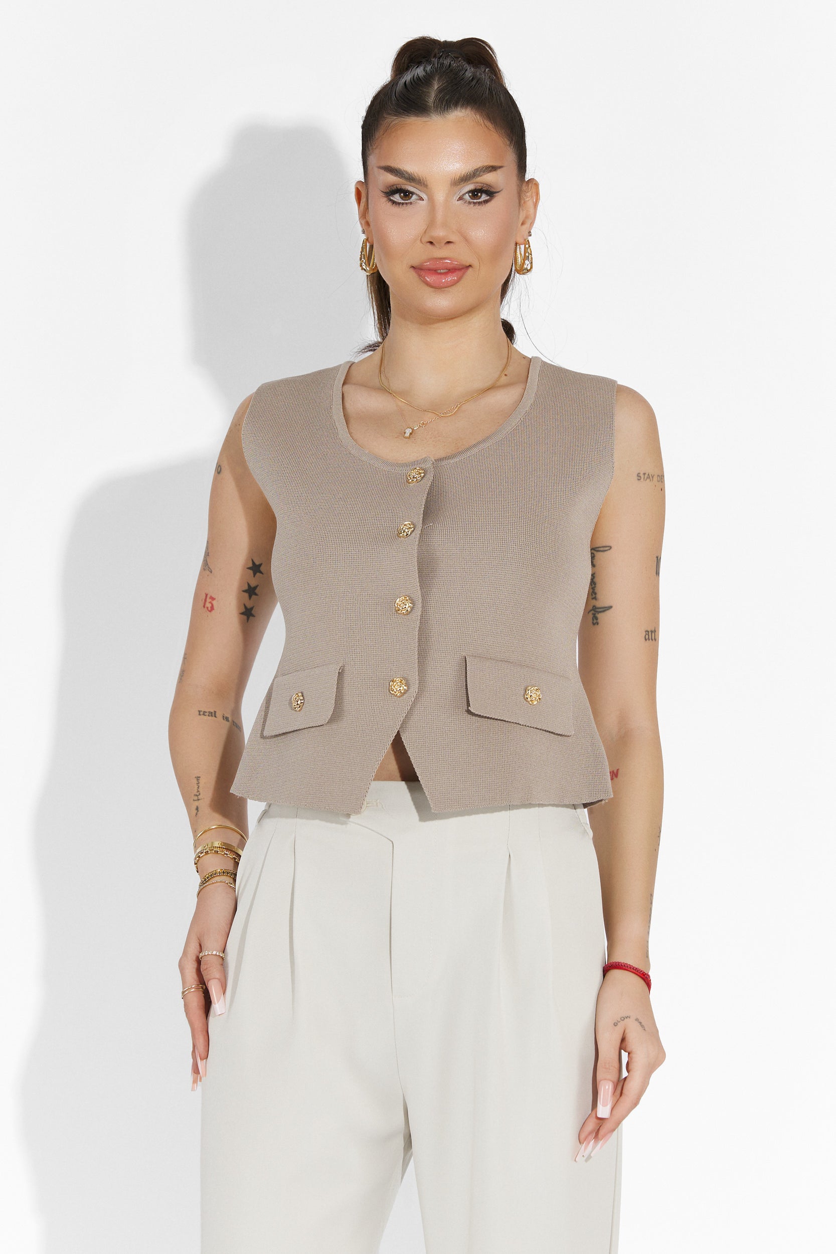 Pantaloni dama casual bej Alvaro Bogas