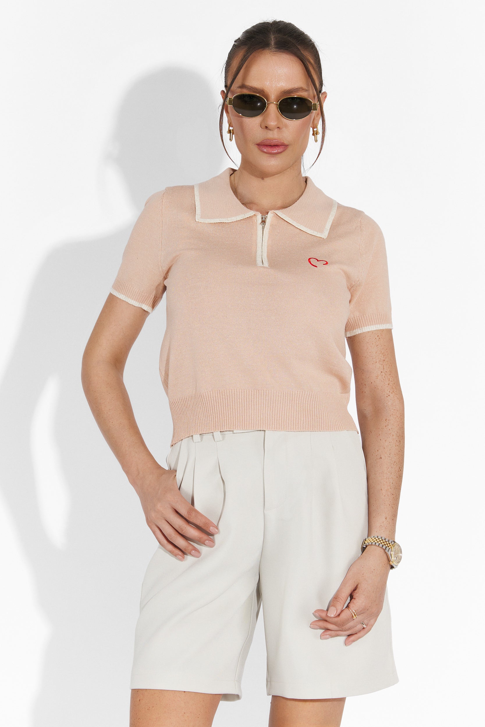 Pantaloni dama casual bej Athuro Bogas