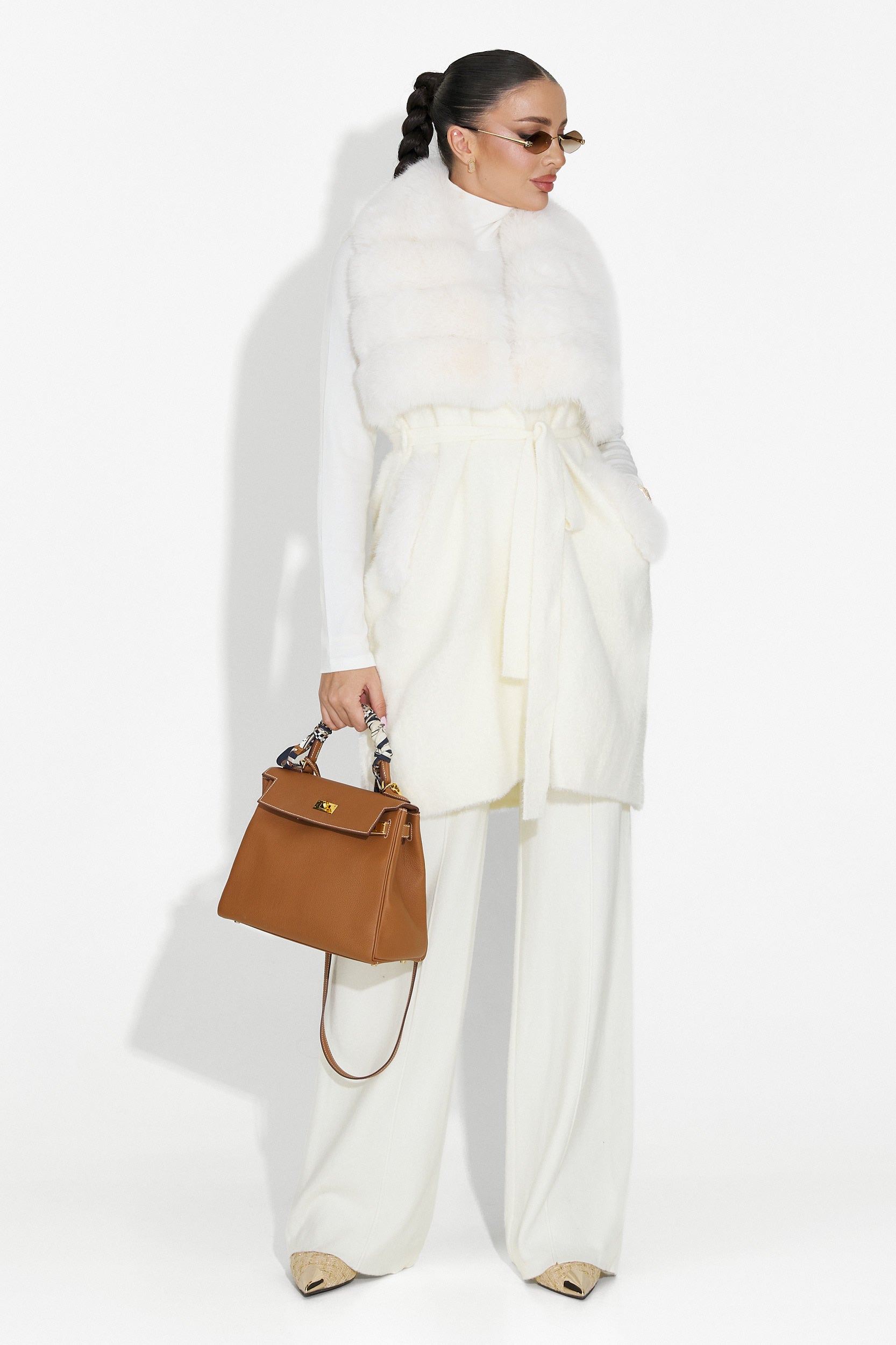 Pantaloni dama casual bej Pietrina Bogas