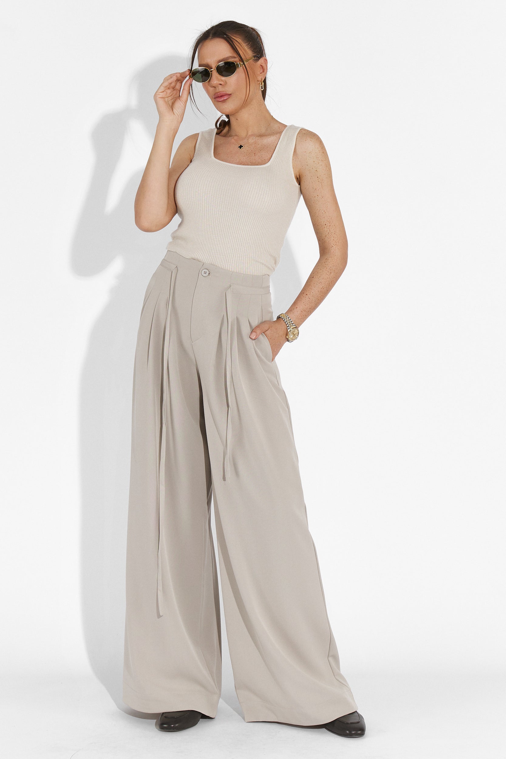 Pantaloni dama casual gri Eusebiu Bogas