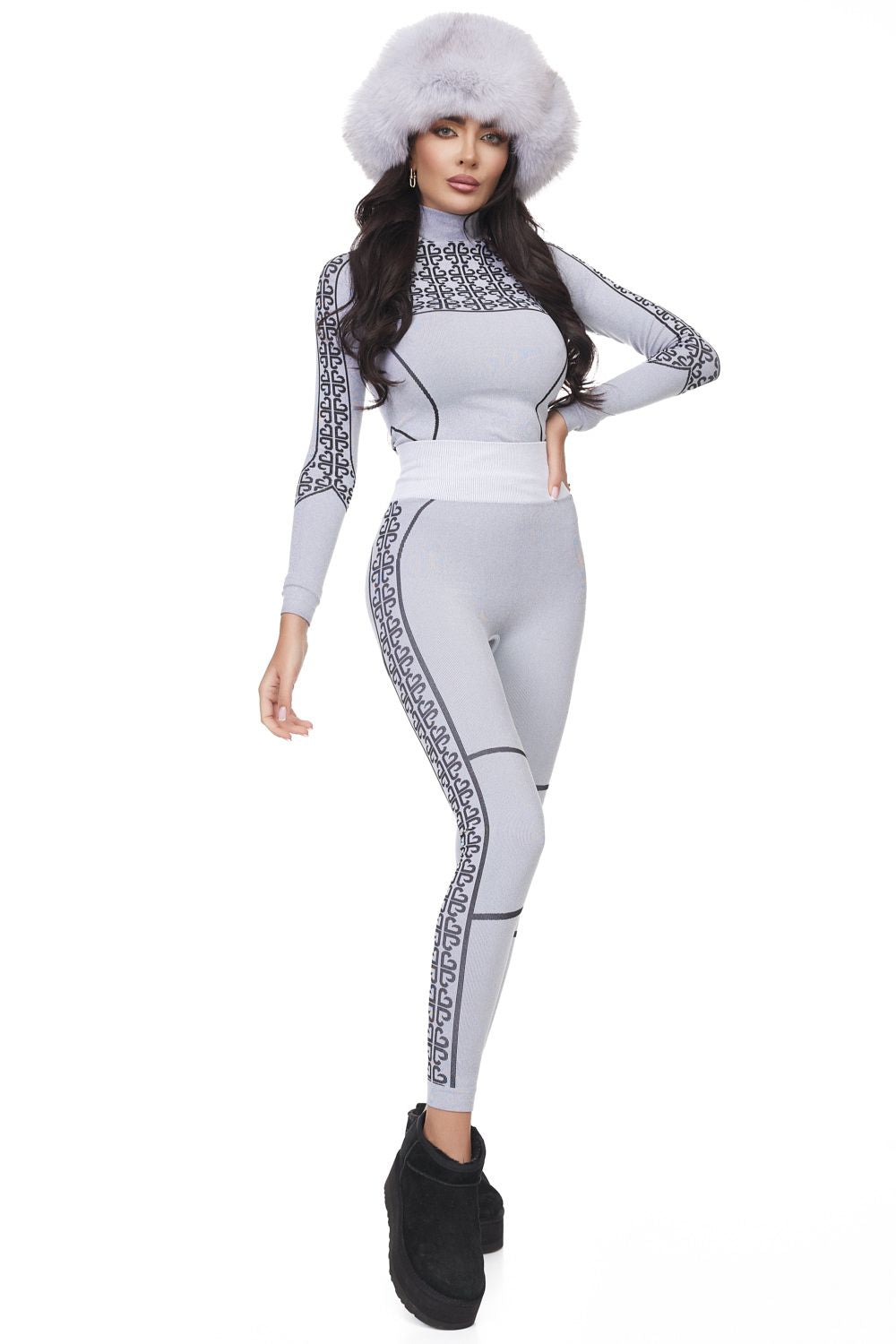 Pantaloni dama casual gri Seamless Bogas