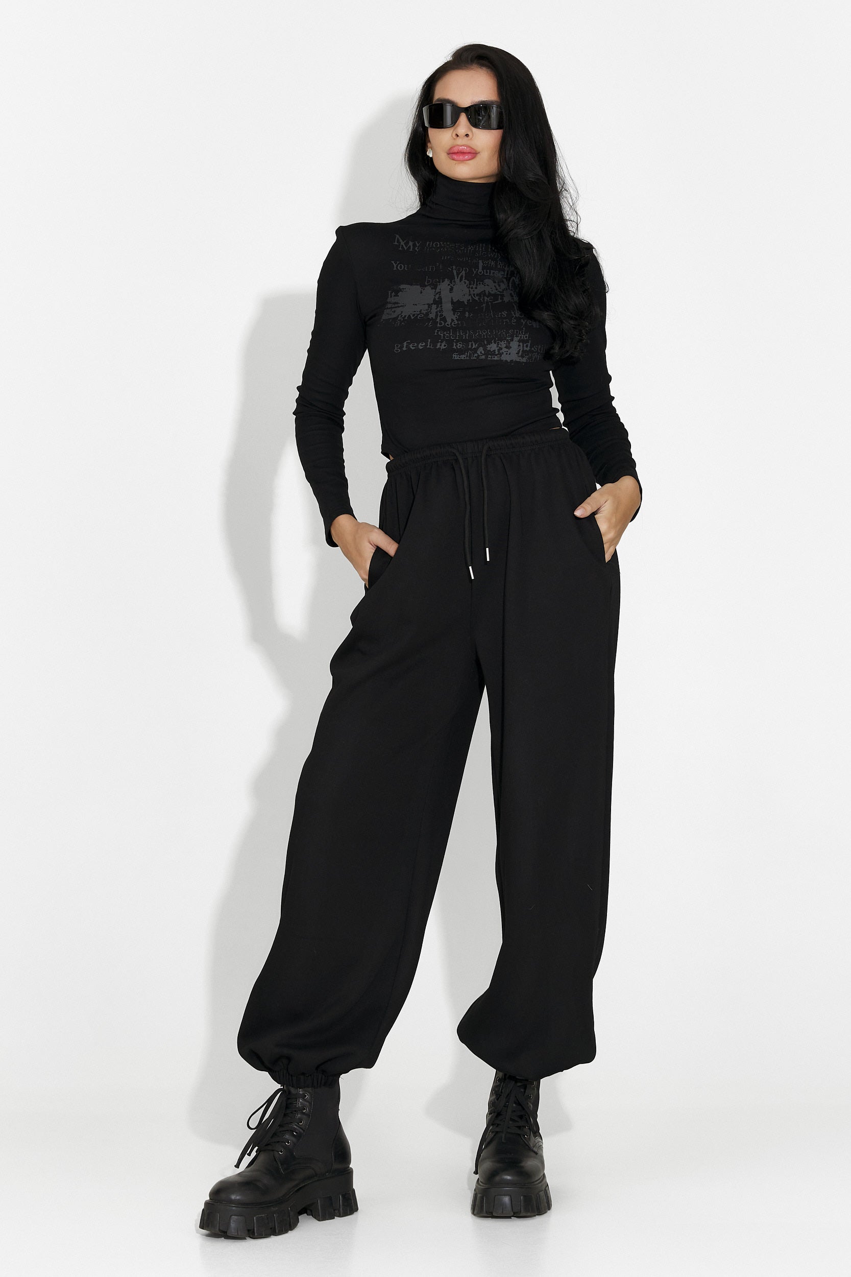 Pantaloni dama casual negri Isoria Bogas