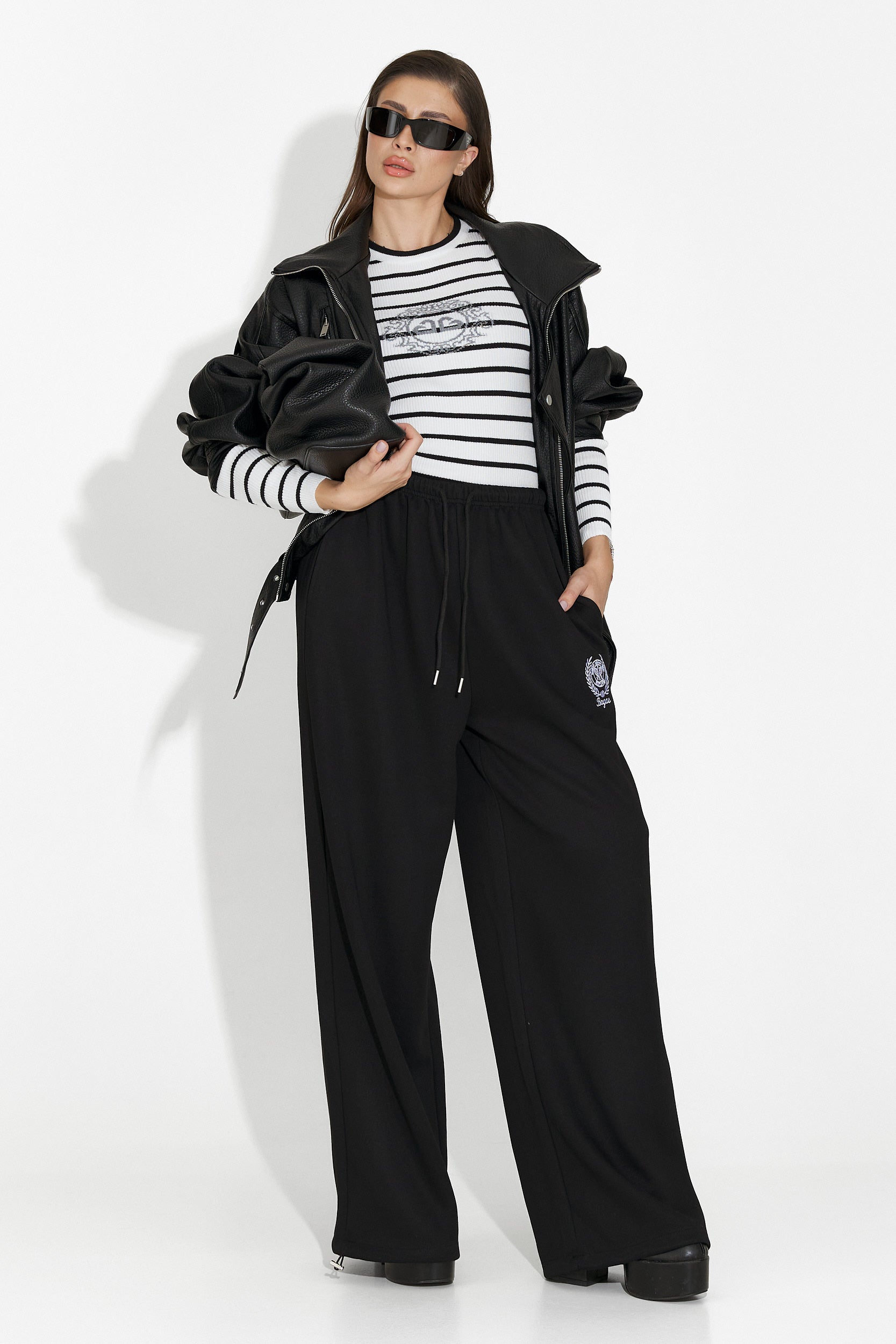 Pantaloni dama casual negri Novirene Bogas