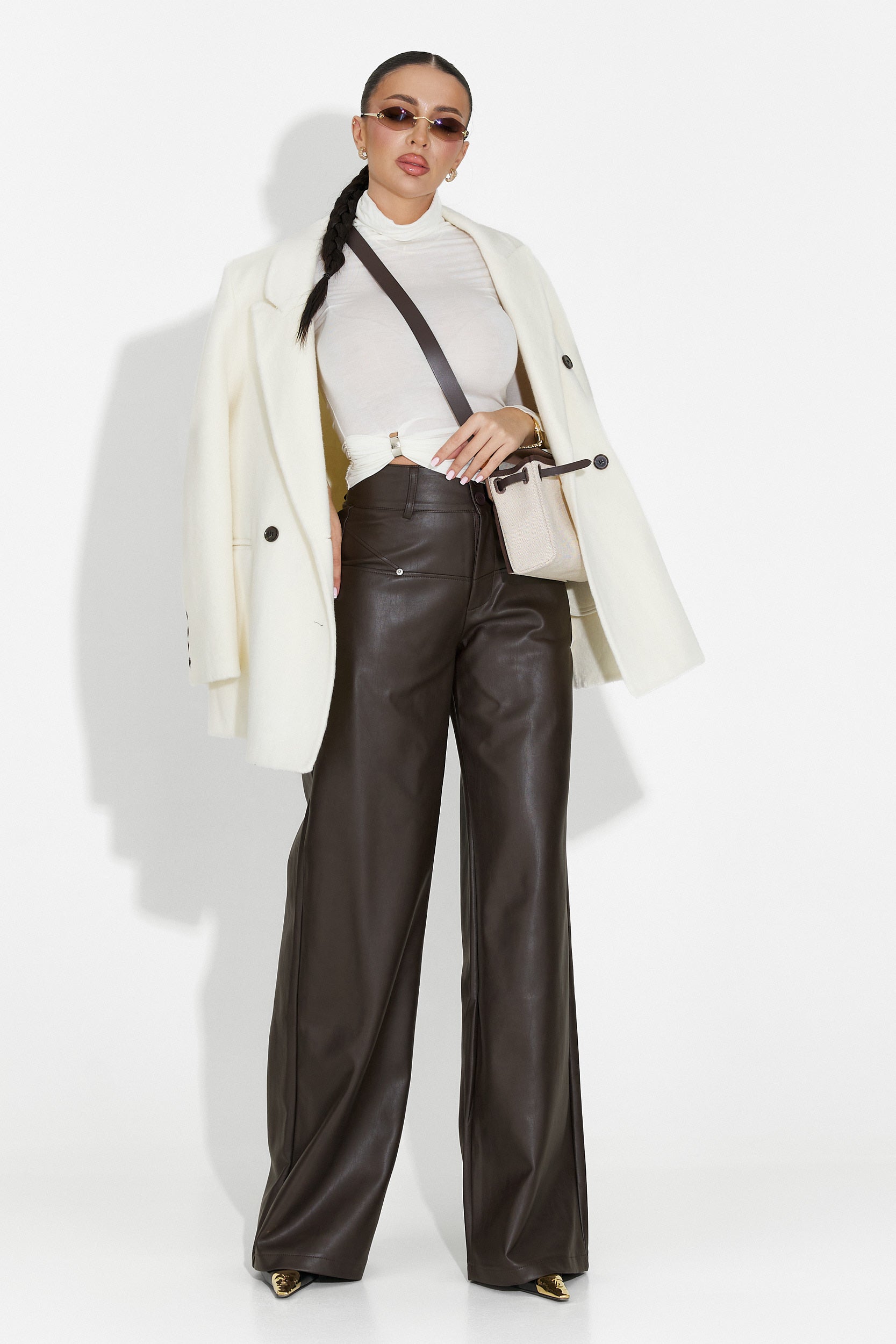 Pantaloni dama eleganti maro Clorina Bogas