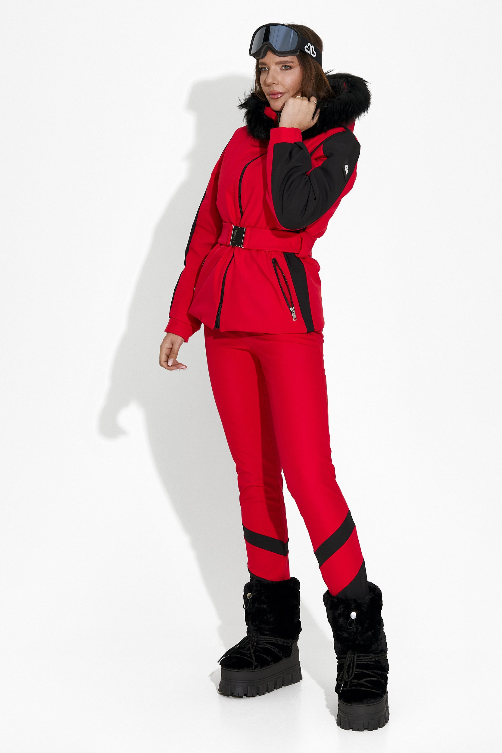 Pantaloni ski dama rosii Lorya Bogas