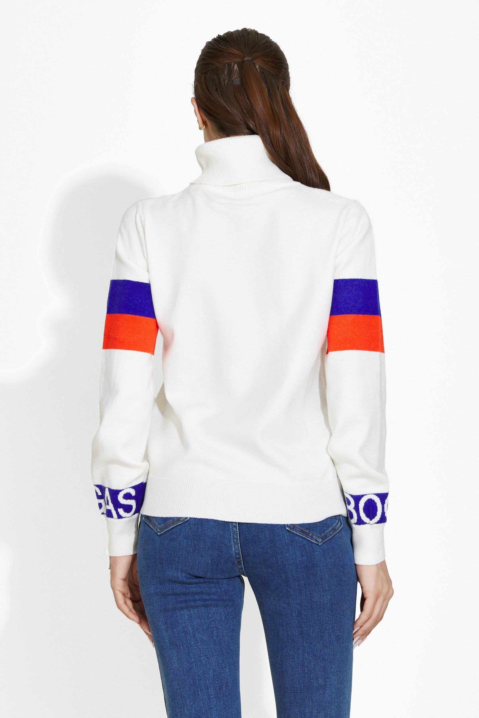 Pulover dama casual alb Geana Bogas