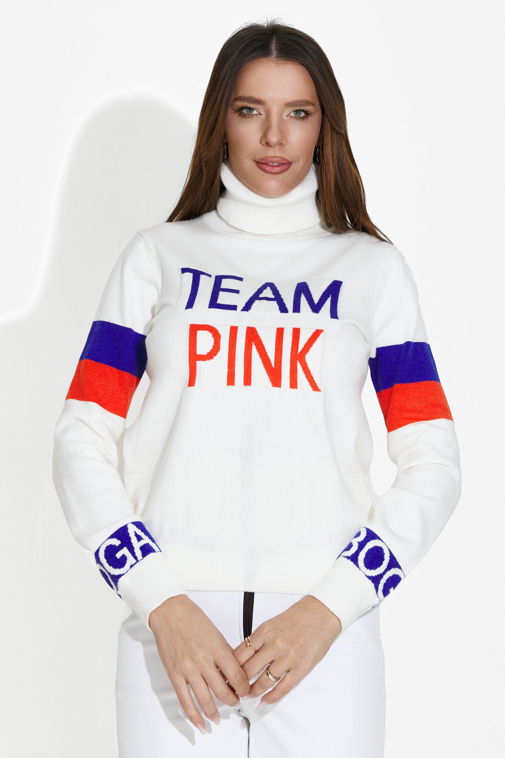 Pulover dama casual alb Geana Bogas