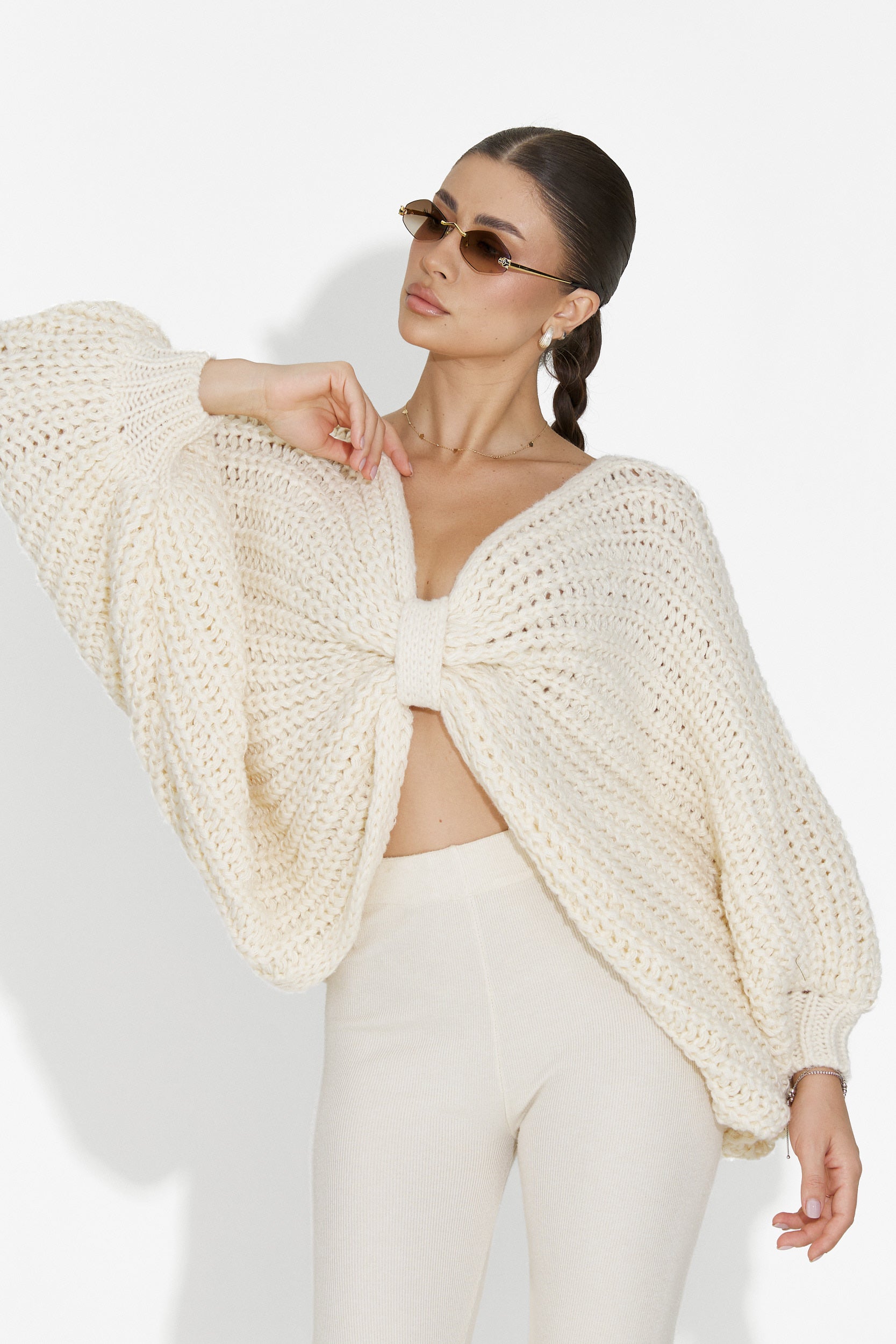 Pulover dama casual bej Raviana Bogas