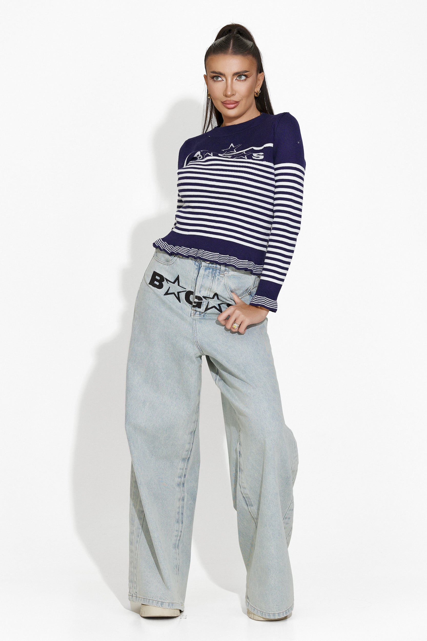 Pulover dama casual bleumarin Suelen Bogas