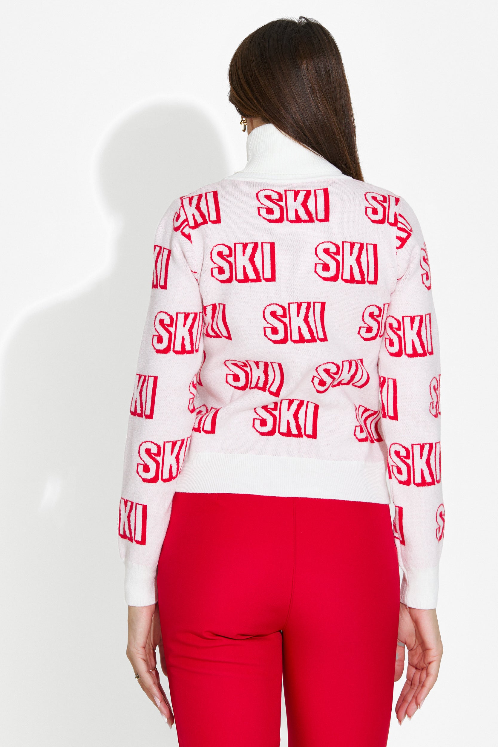 Pulover ski dama alb Caresia Bogas