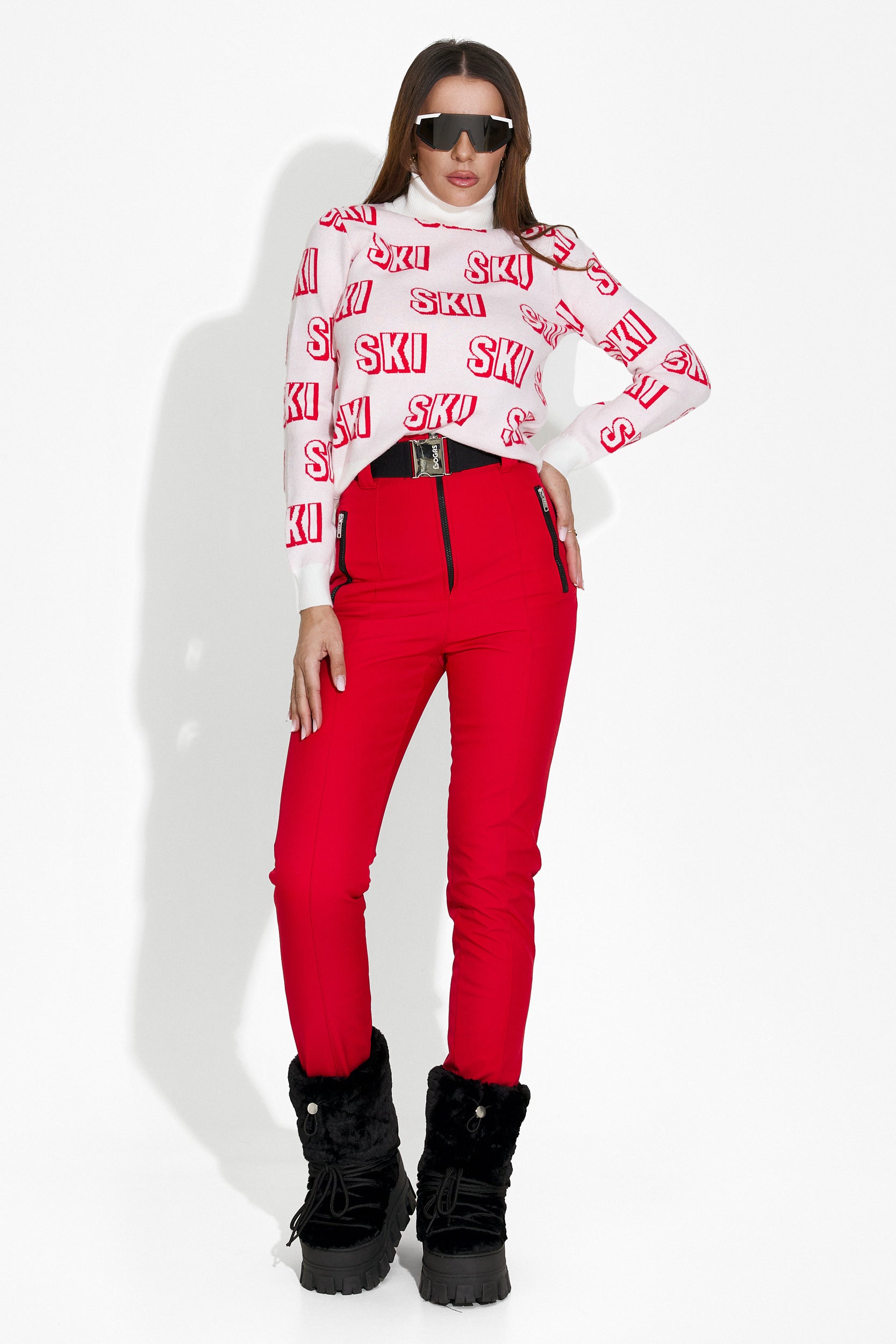 Pulover ski dama alb Caresia Bogas