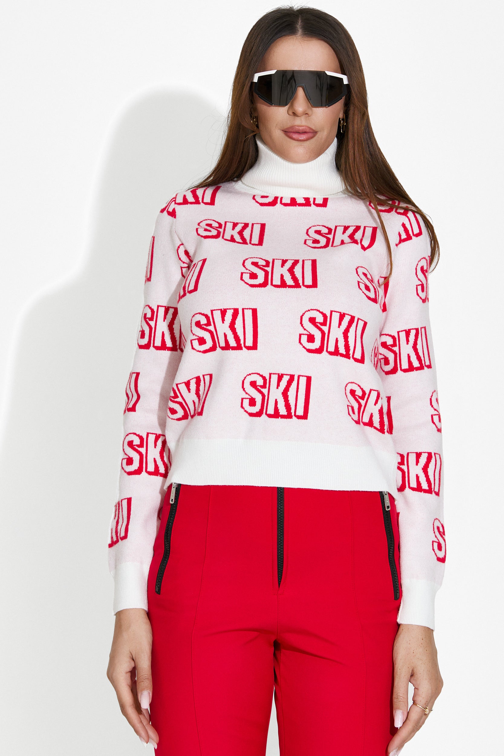 Pulover ski dama alb Caresia Bogas