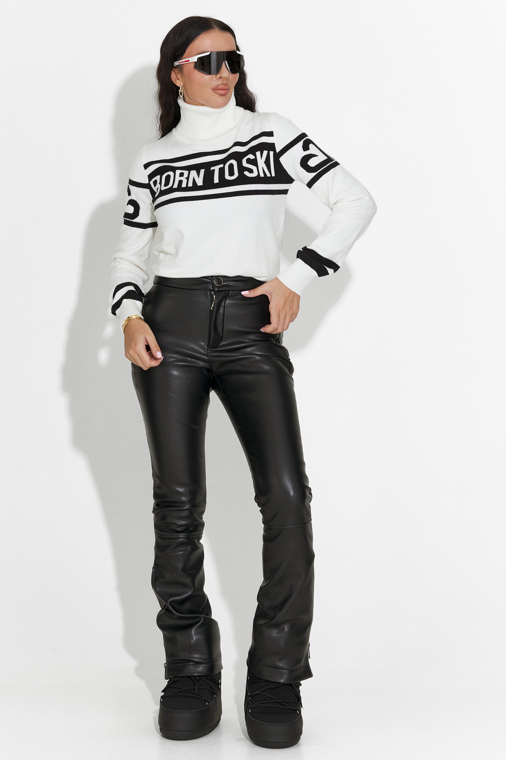 Pulover ski dama alb Jasnira Bogas