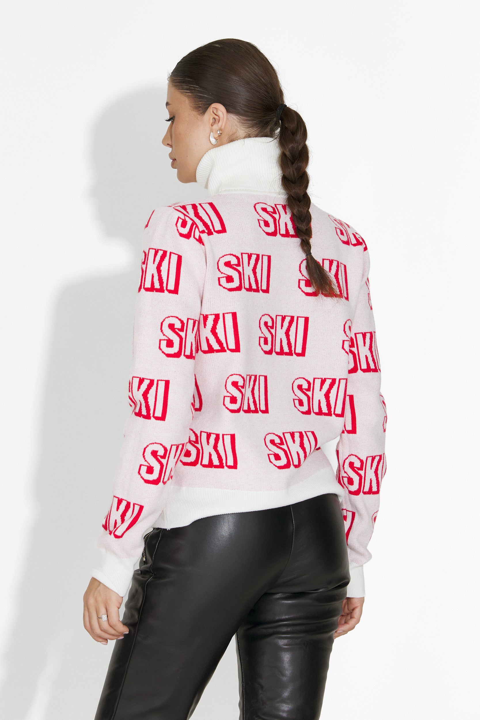 Pulover ski dama alb Caresia Bogas