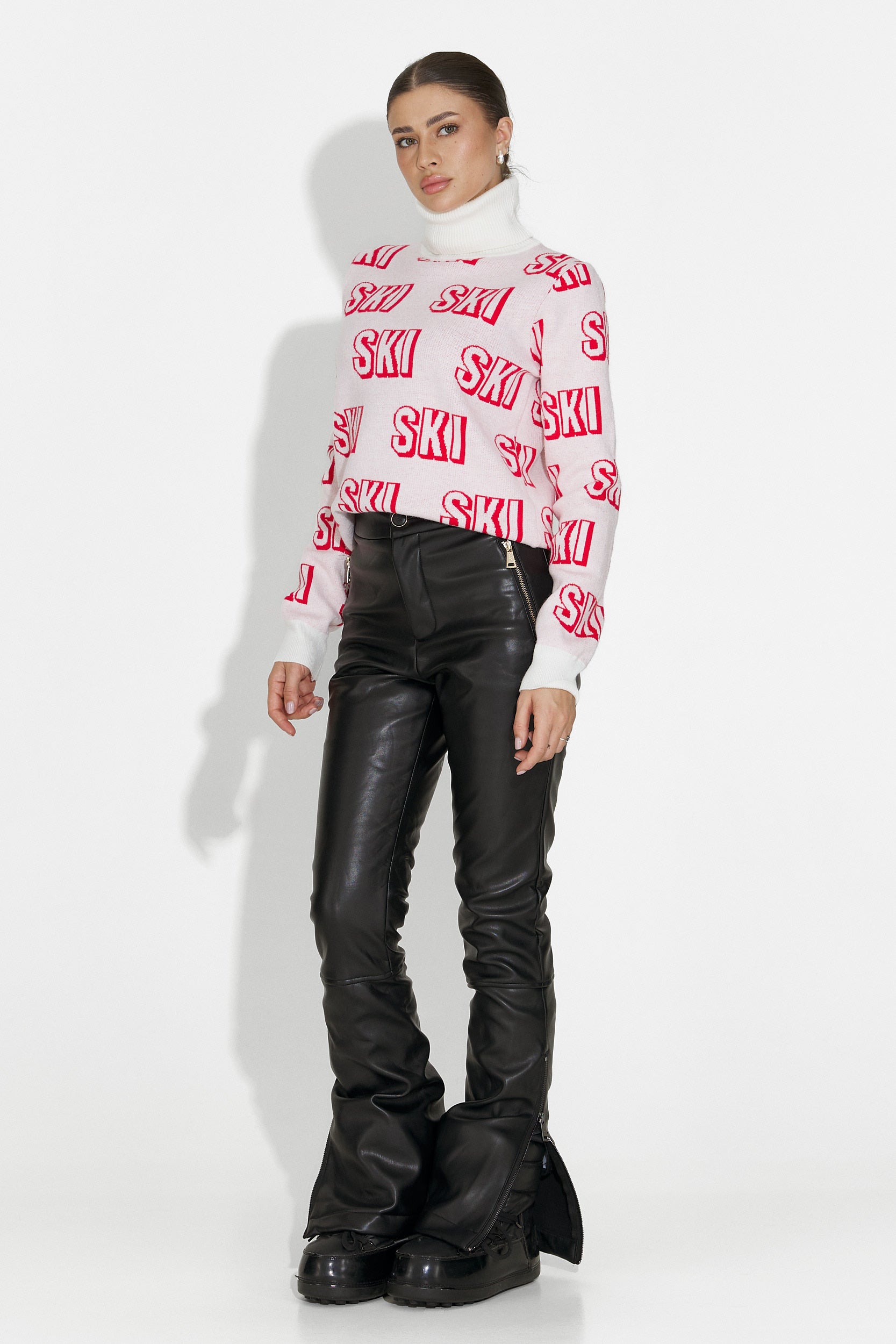 Pulover ski dama alb Caresia Bogas