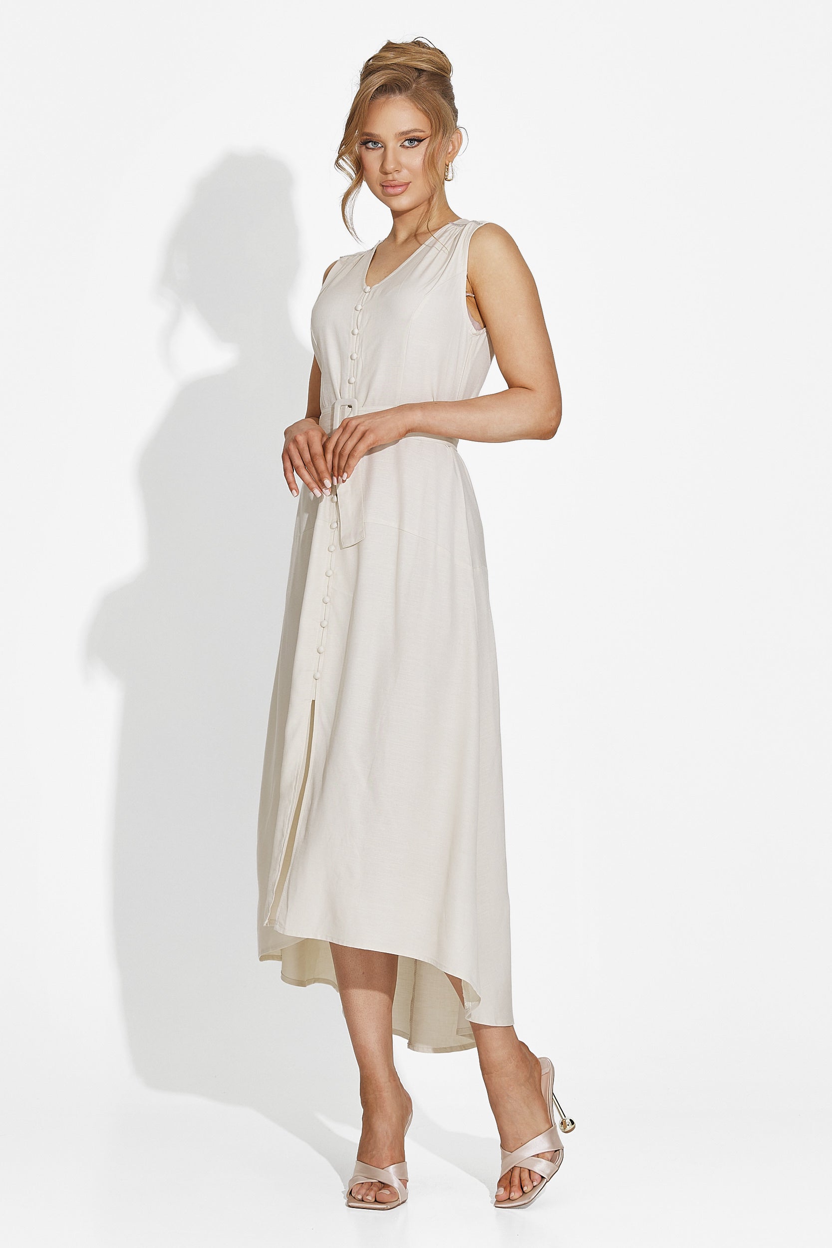 Rochie dama lunga bej Anasty Bogas