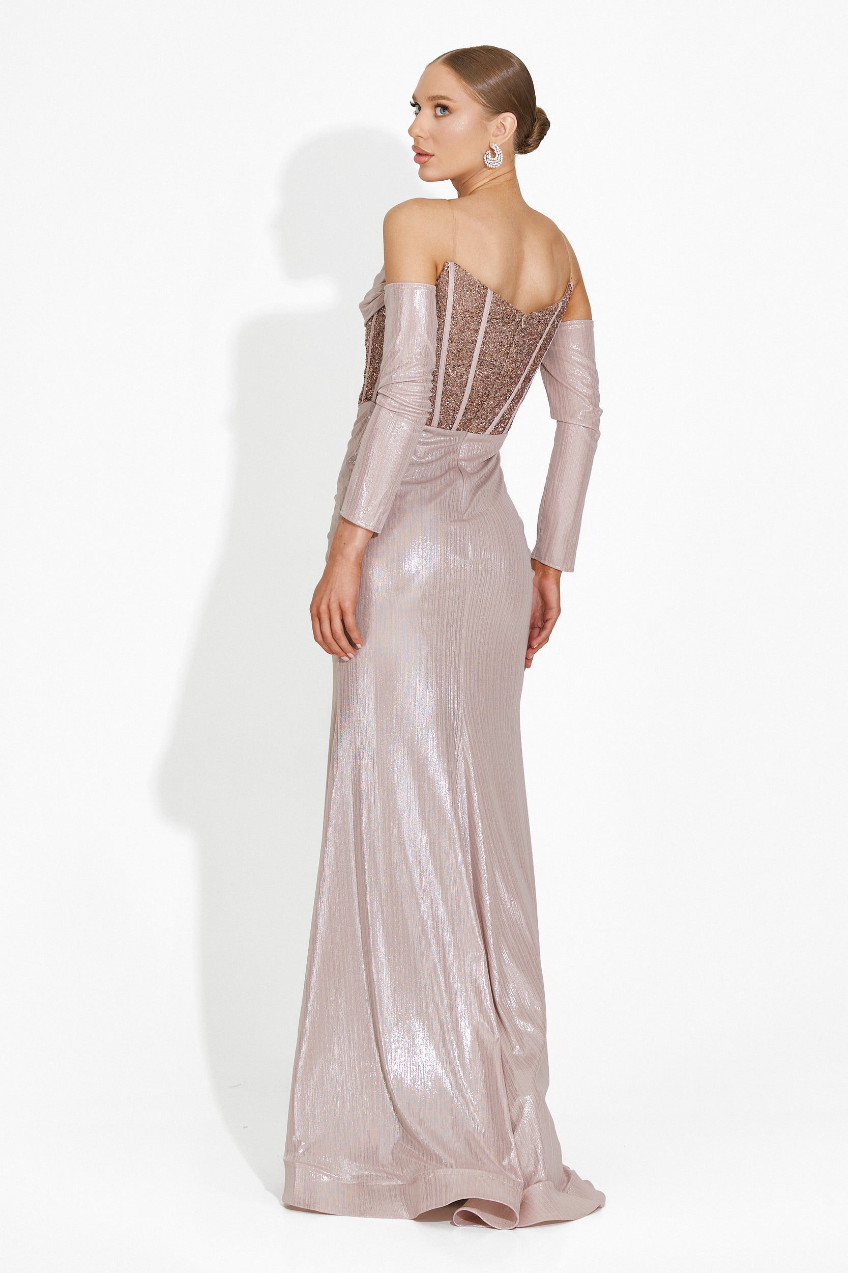 Rochie dama lunga bej Fredricka Bogas