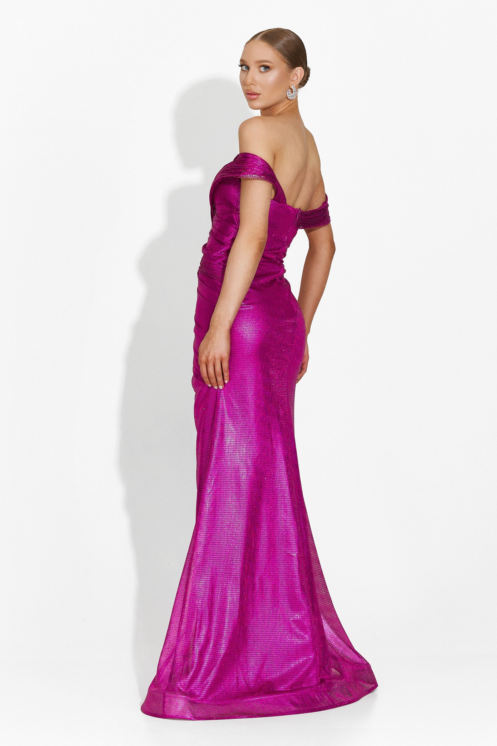 Rochie dama lunga fucsia Stephane Bogas