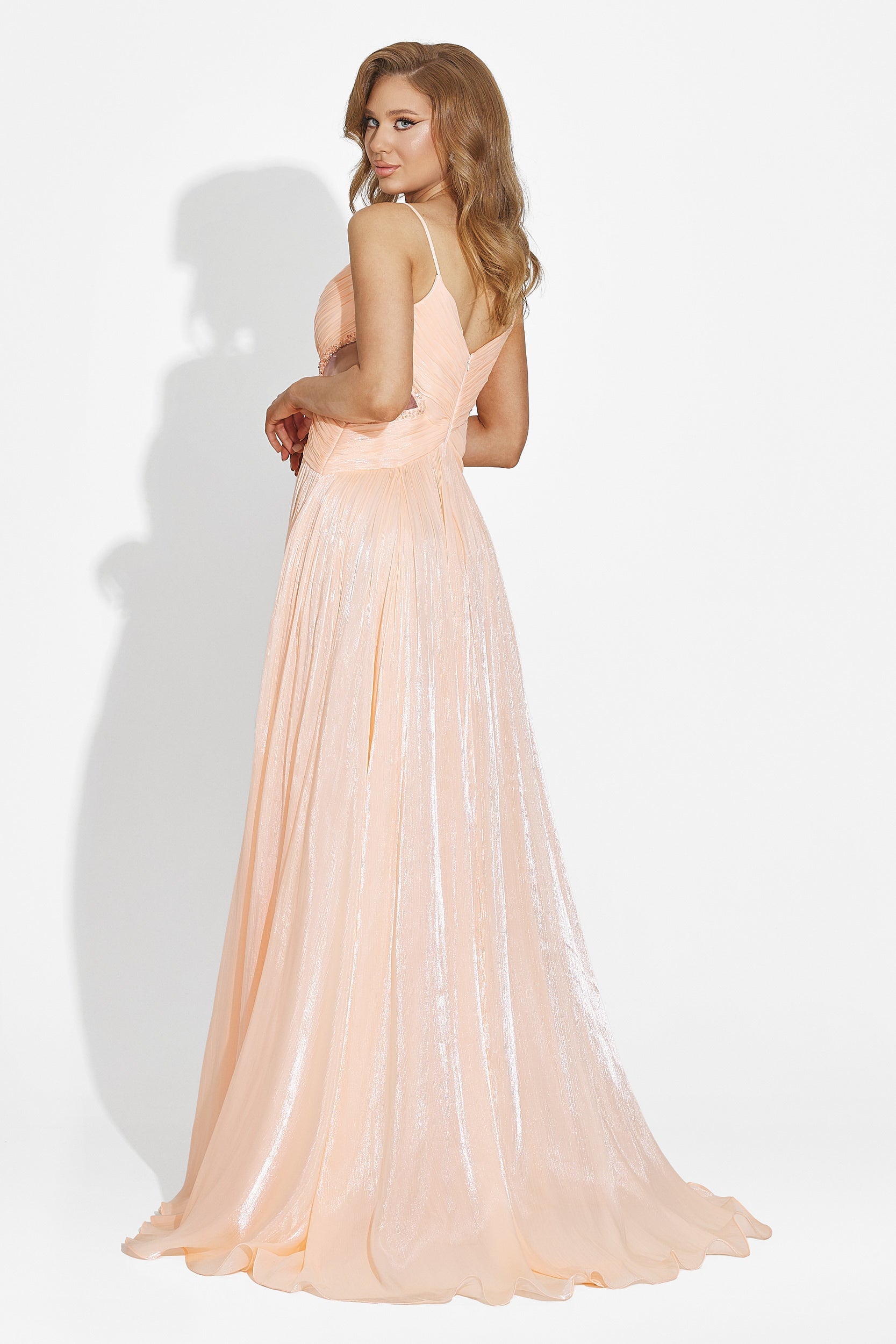 Rochie dama lunga piersica Latisha Bogas