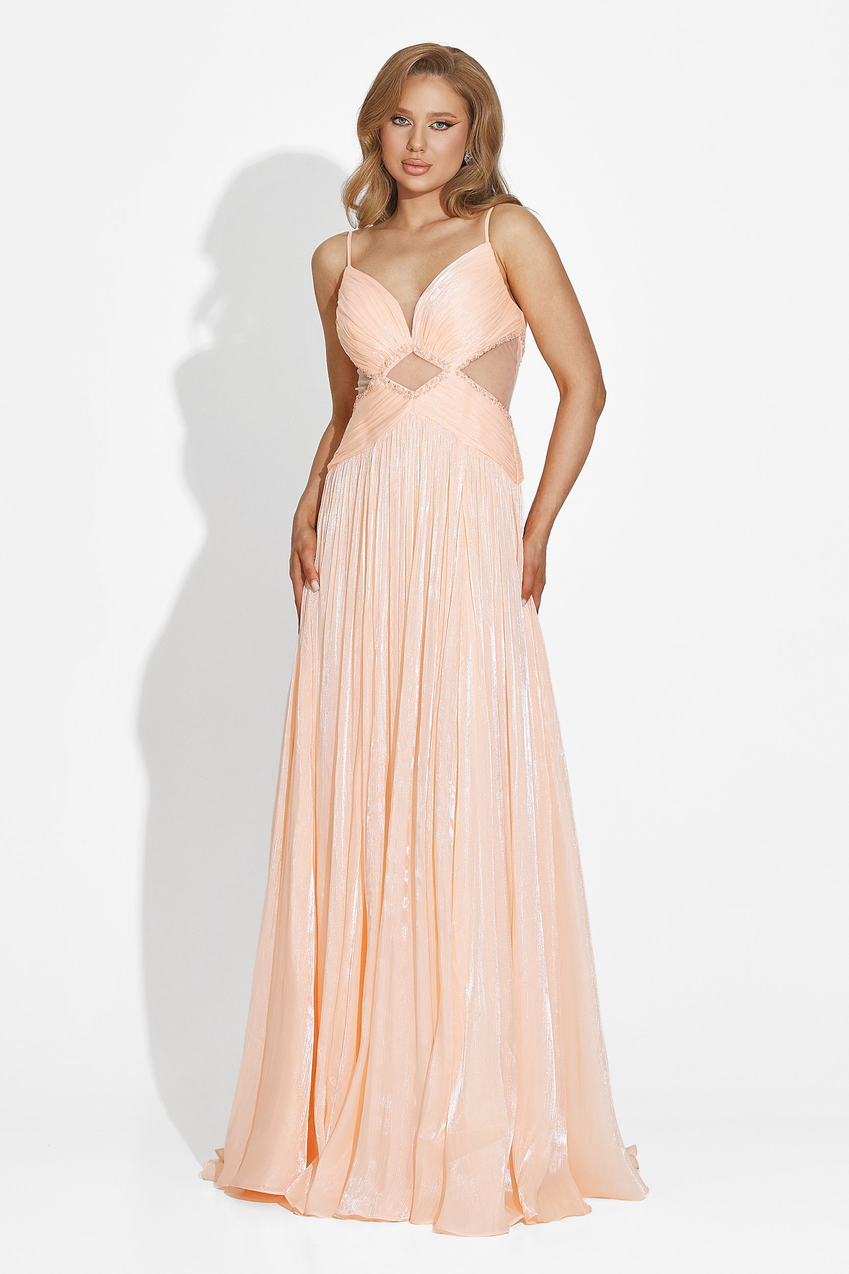 Rochie dama lunga piersica Latisha Bogas