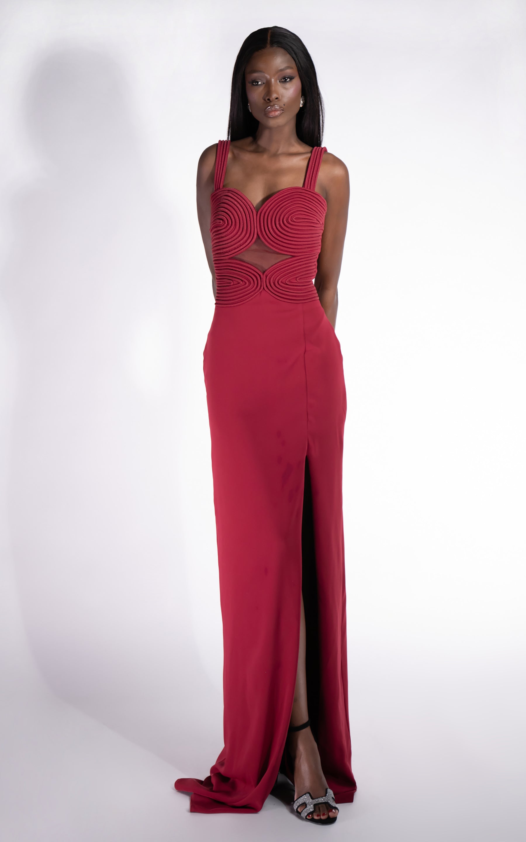 Rochie dama lunga rosie Ingryd Bogas