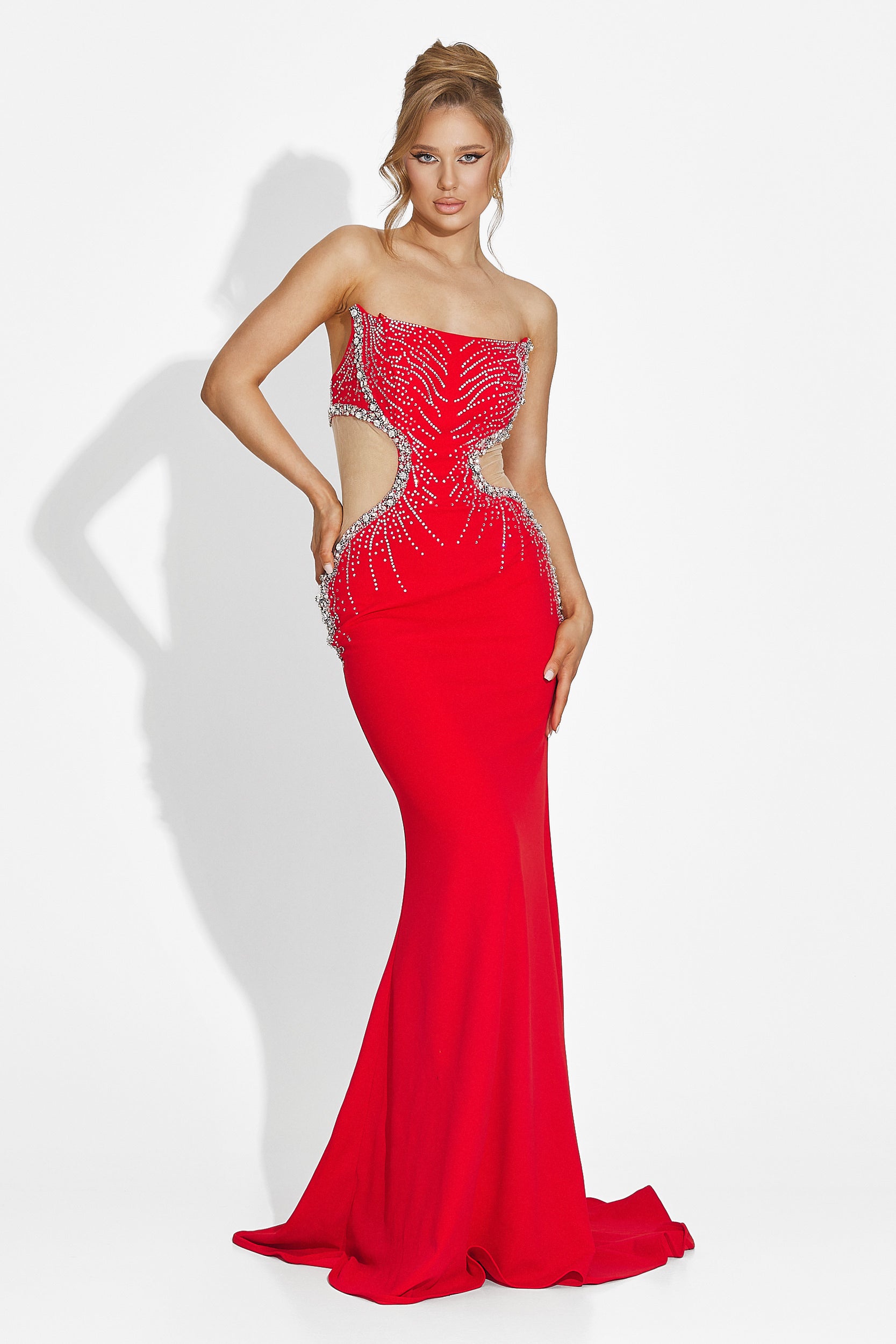 Rochie dama lunga rosie Zovina Bogas