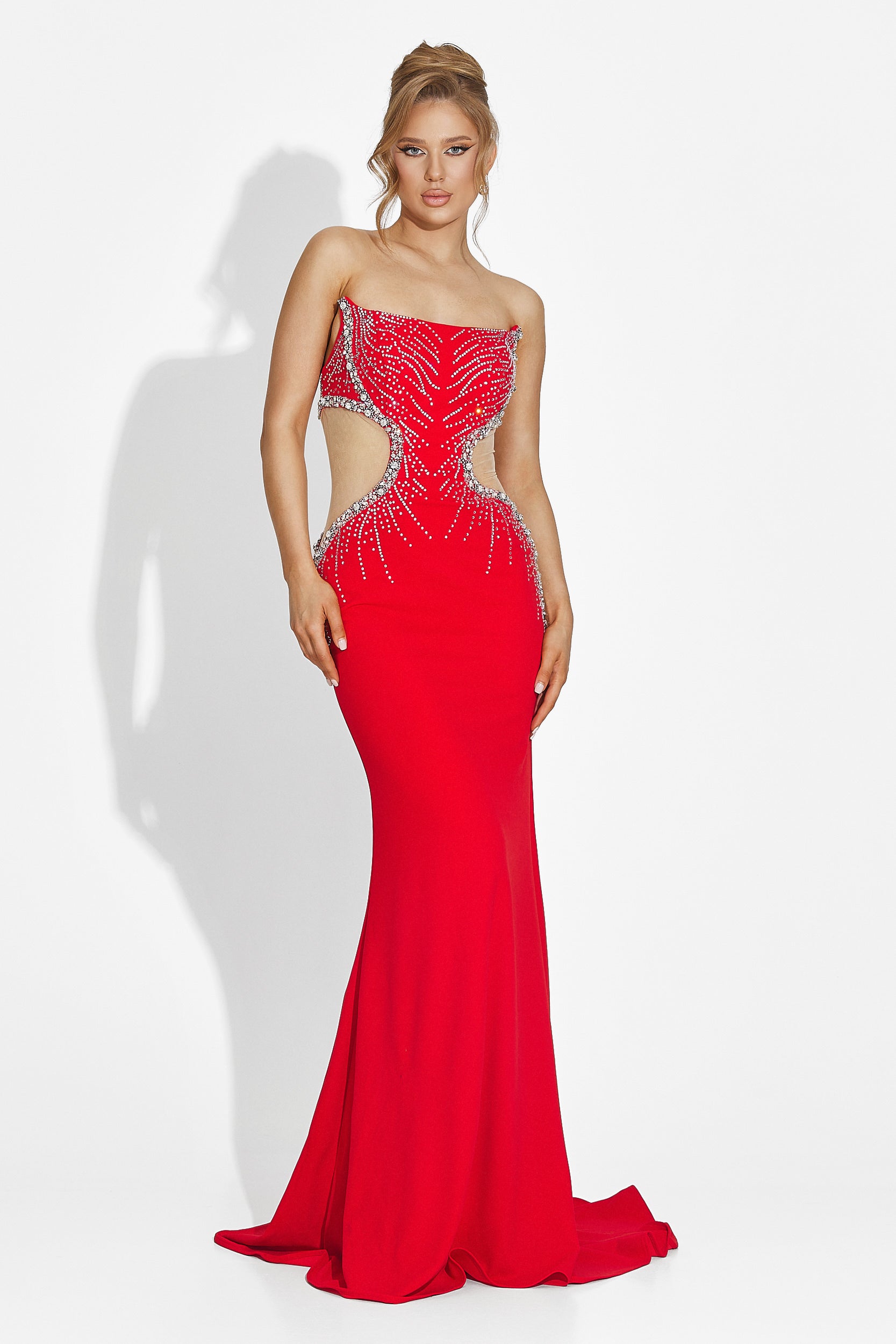 Rochie dama lunga rosie Zovina Bogas