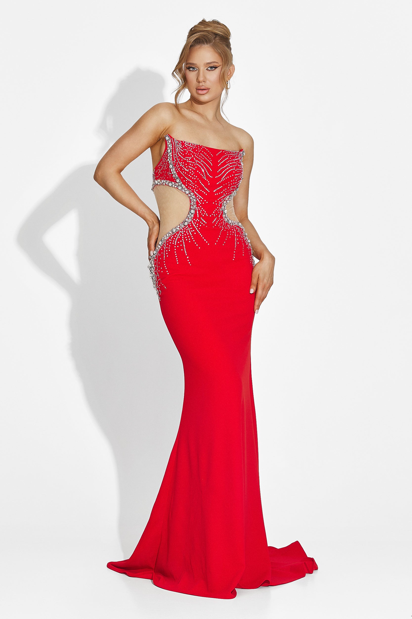 Rochie dama lunga rosie Zovina Bogas