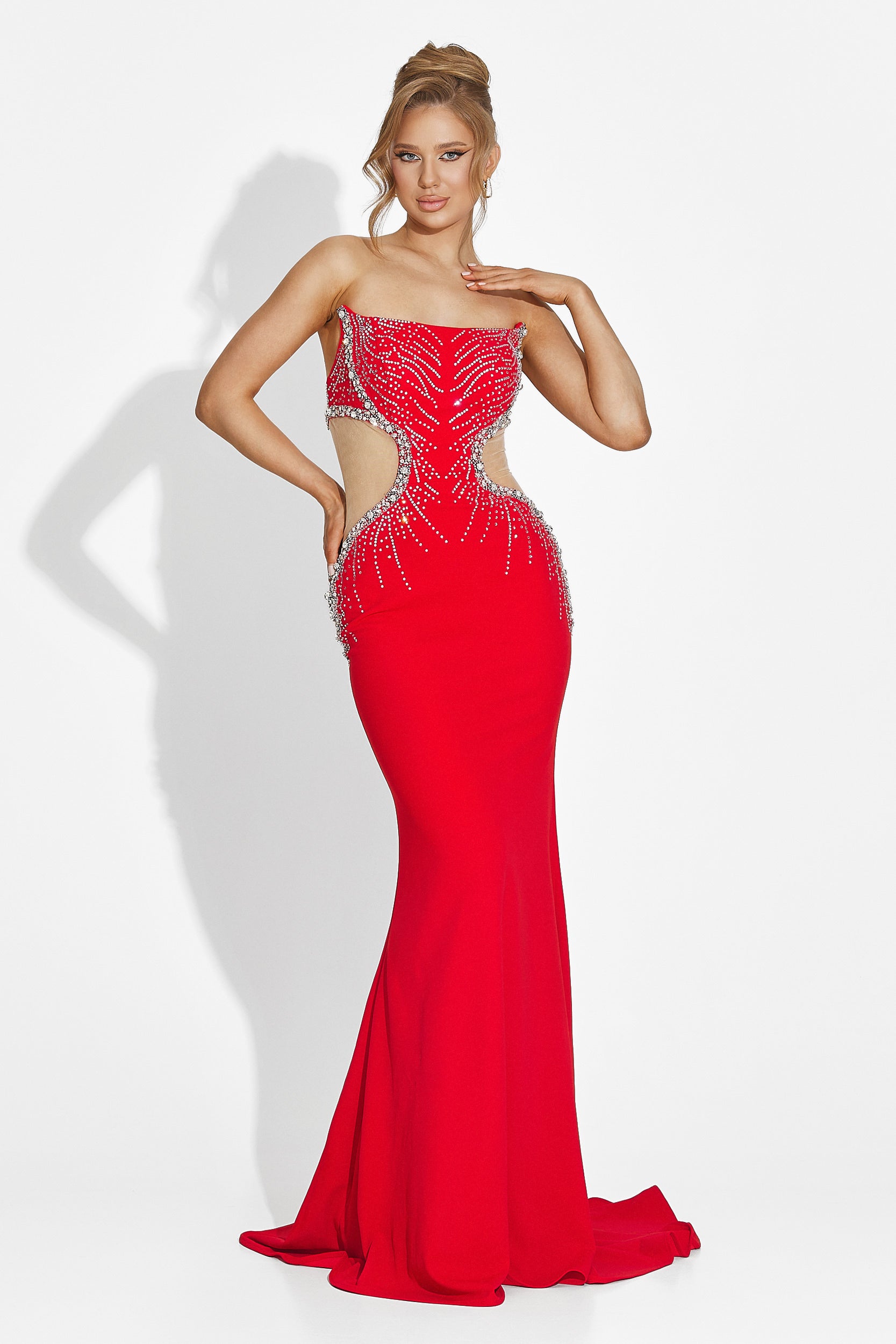 Rochie dama lunga rosie Zovina Bogas