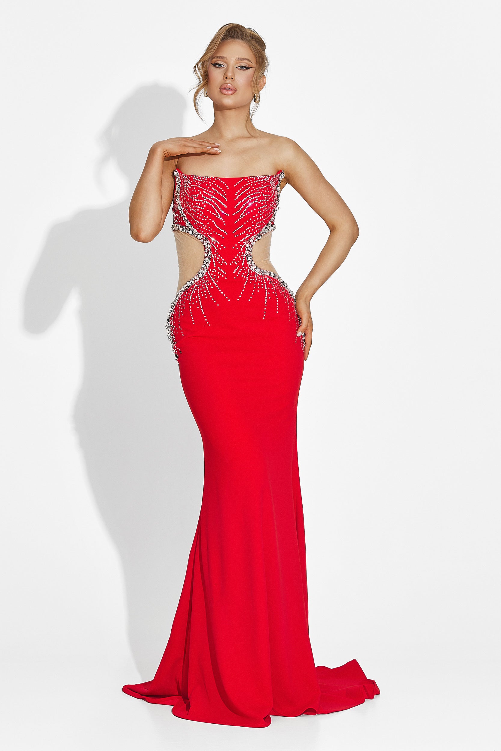 Rochie dama lunga rosie Zovina Bogas