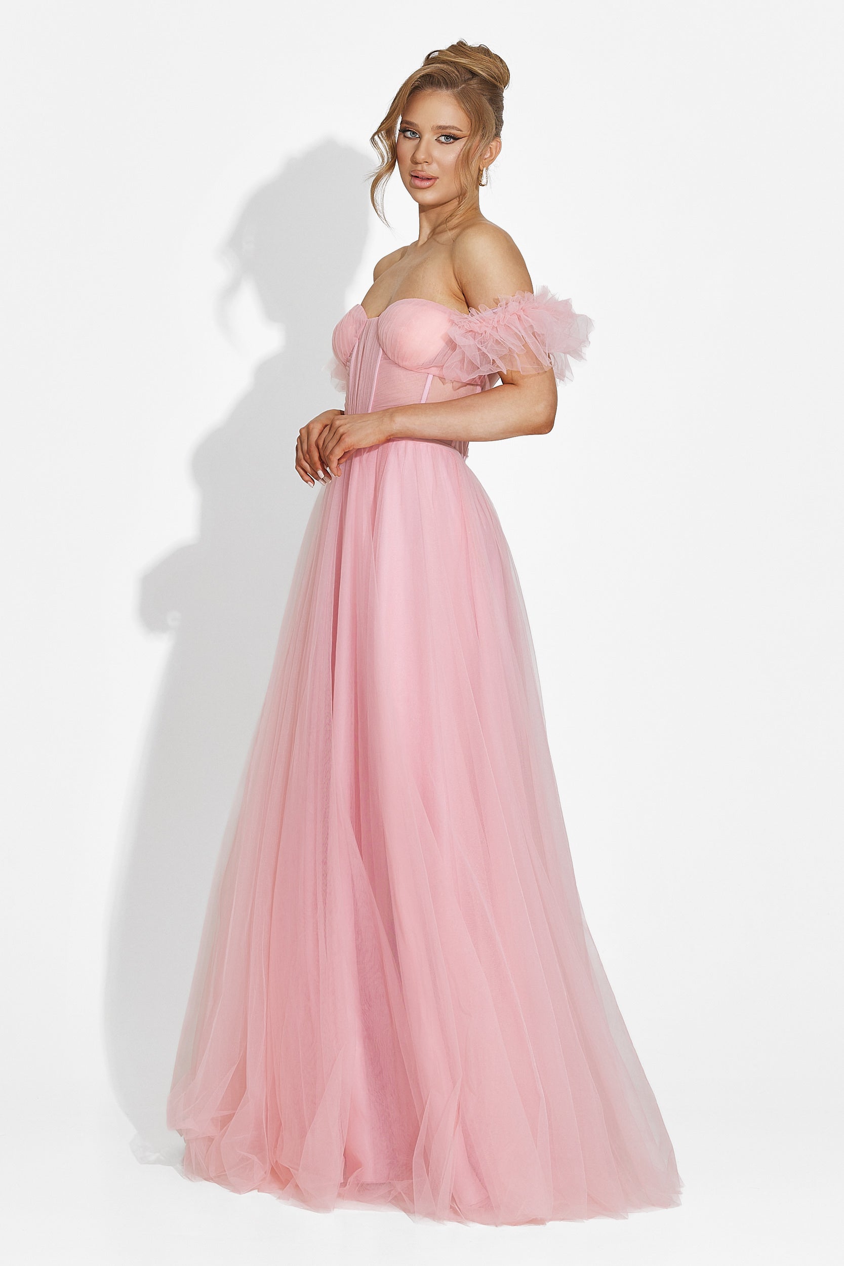 Rochie dama lunga roz Janiece Bogas