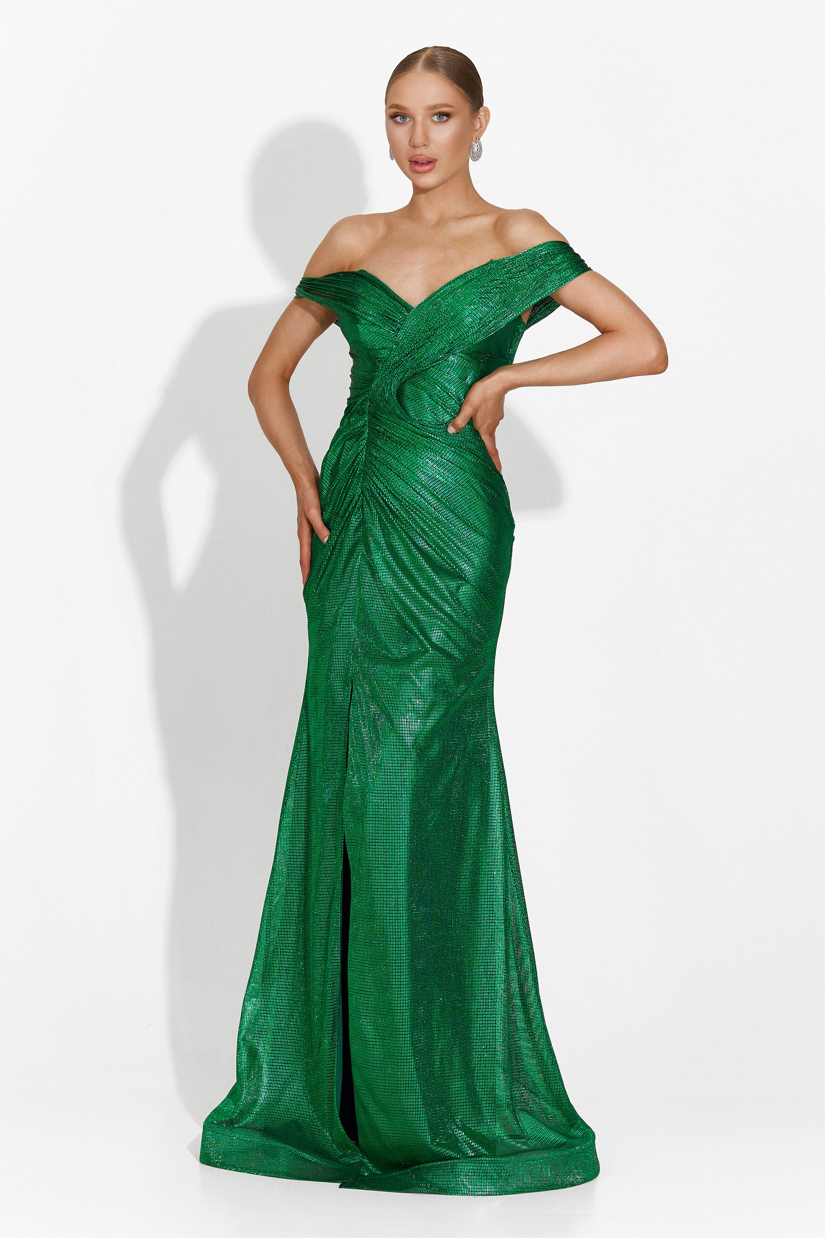 Rochie dama lunga verde Stephane Bogas
