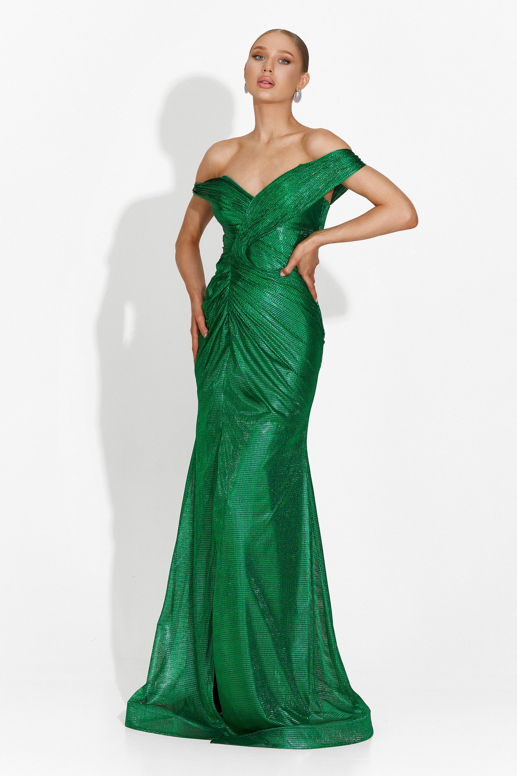 Rochie dama lunga verde Stephane Bogas