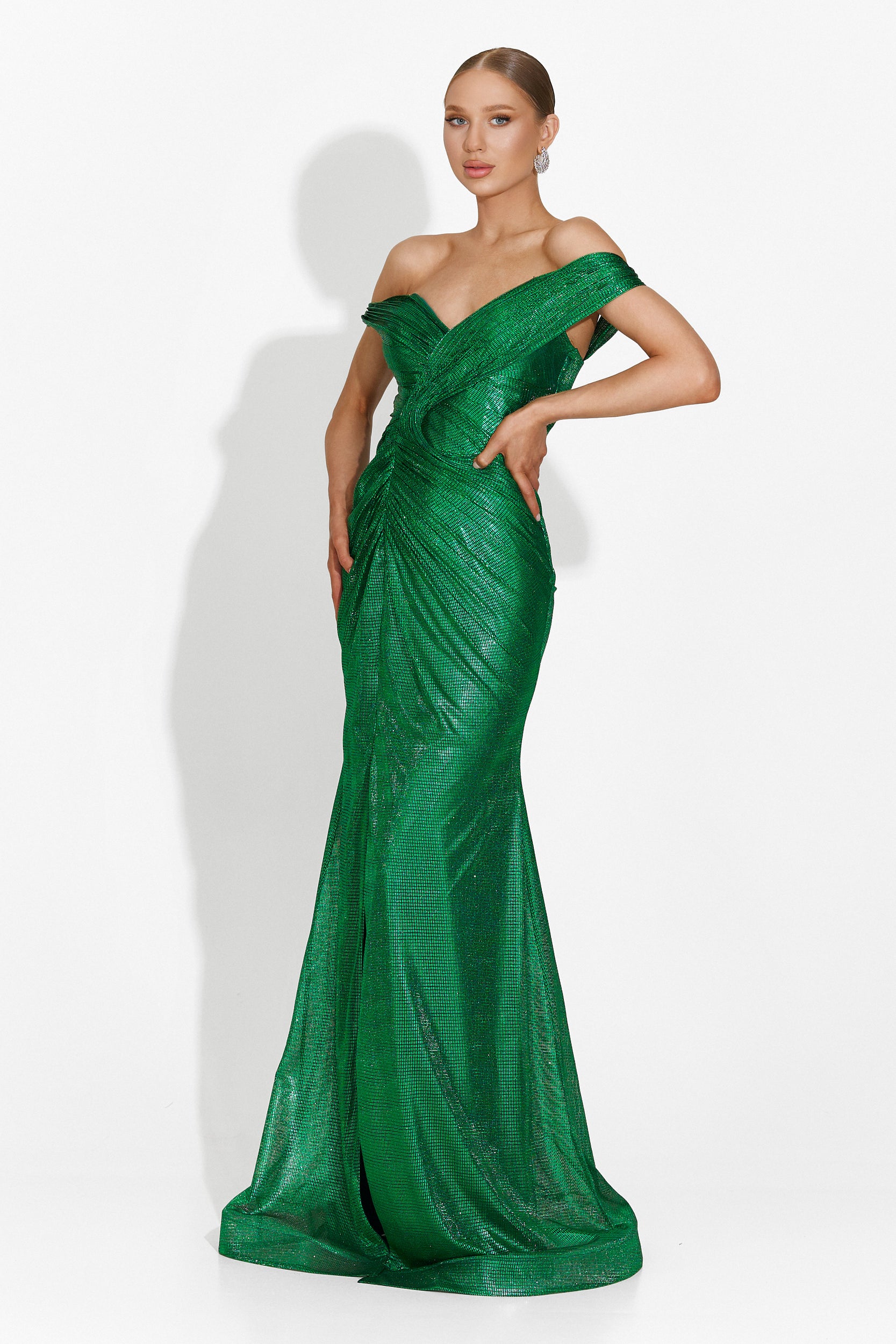 Rochie dama lunga verde Stephane Bogas