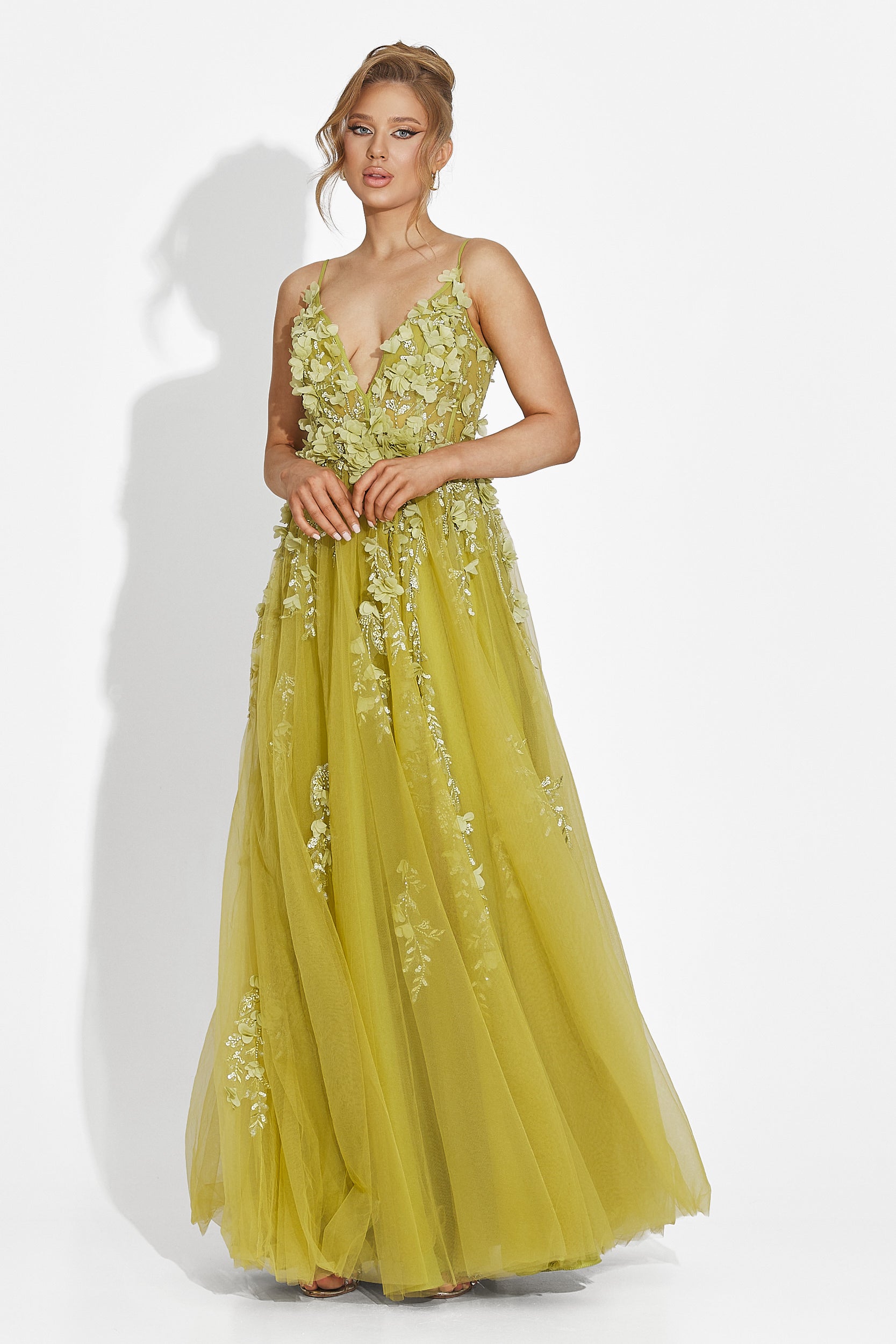 Rochie dama lunga verde Serina Bogas