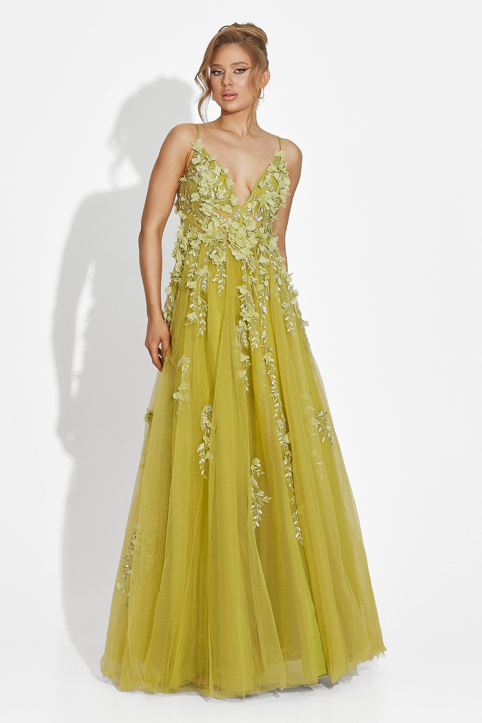 Rochie dama lunga verde Serina Bogas