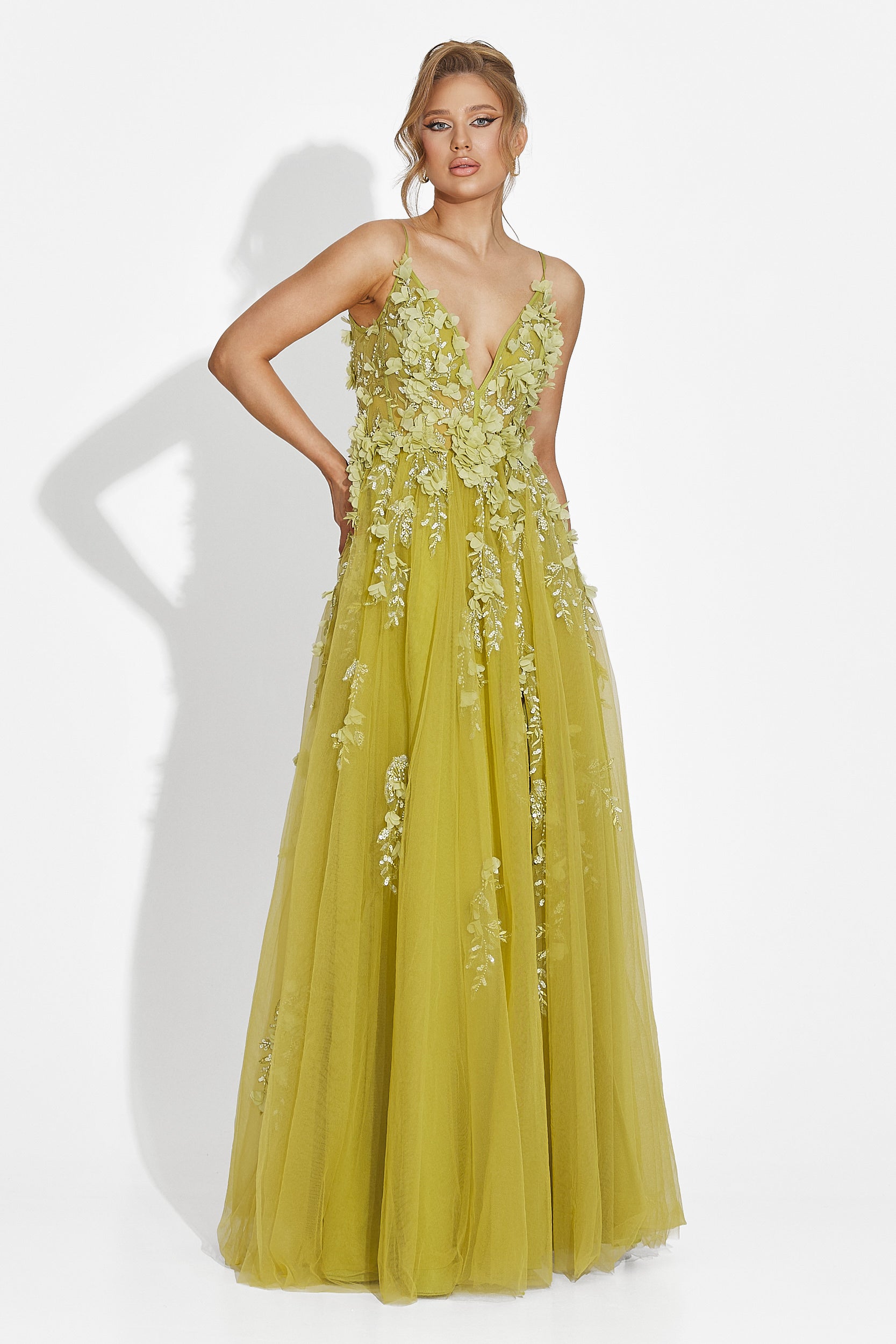 Rochie dama lunga verde Serina Bogas