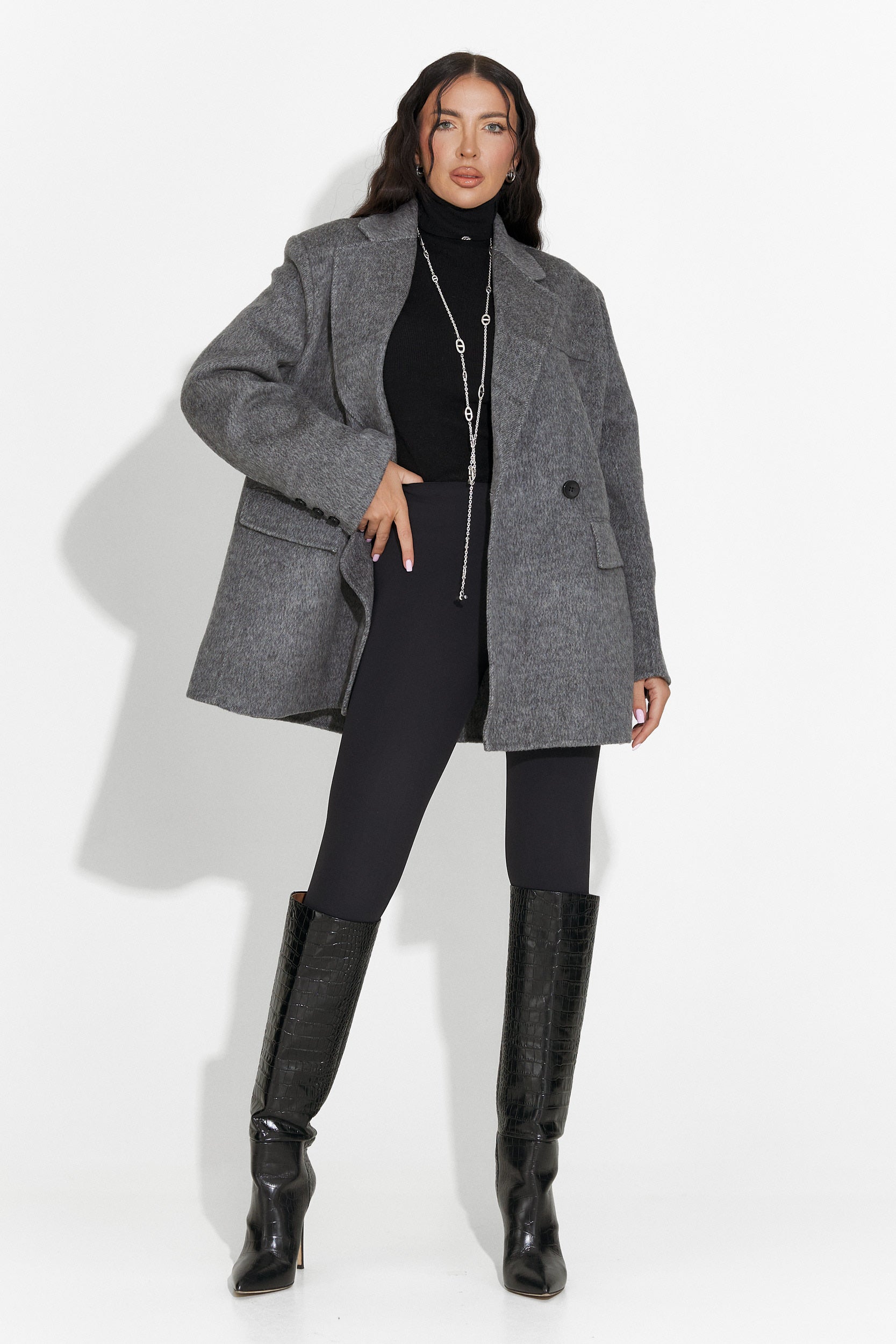 Sacou dama elegant gri Kalindra Bogas