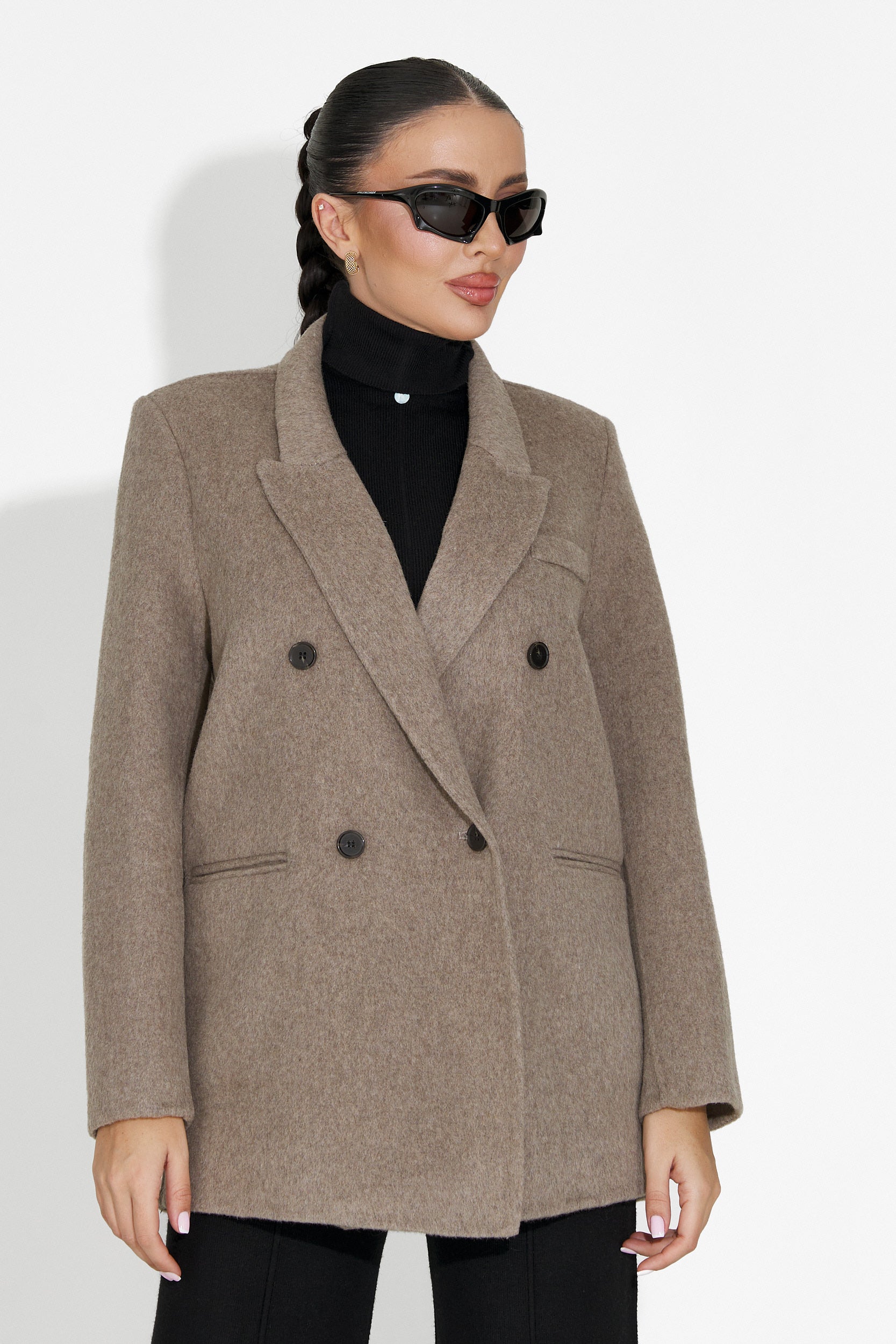 Sacou dama elegant maro Novelia Bogas