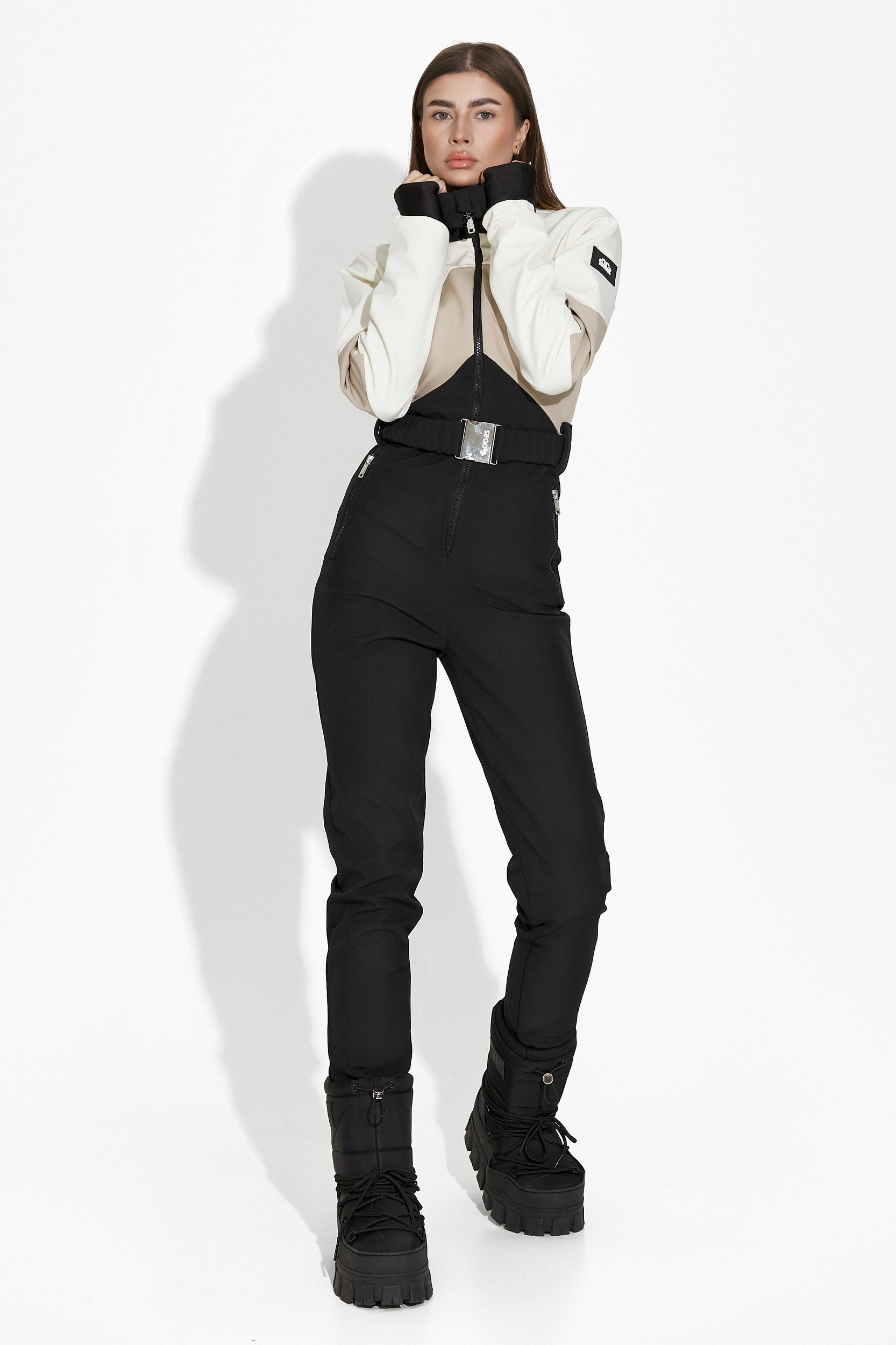 Salopeta ski casual bej negru Radika Bogas