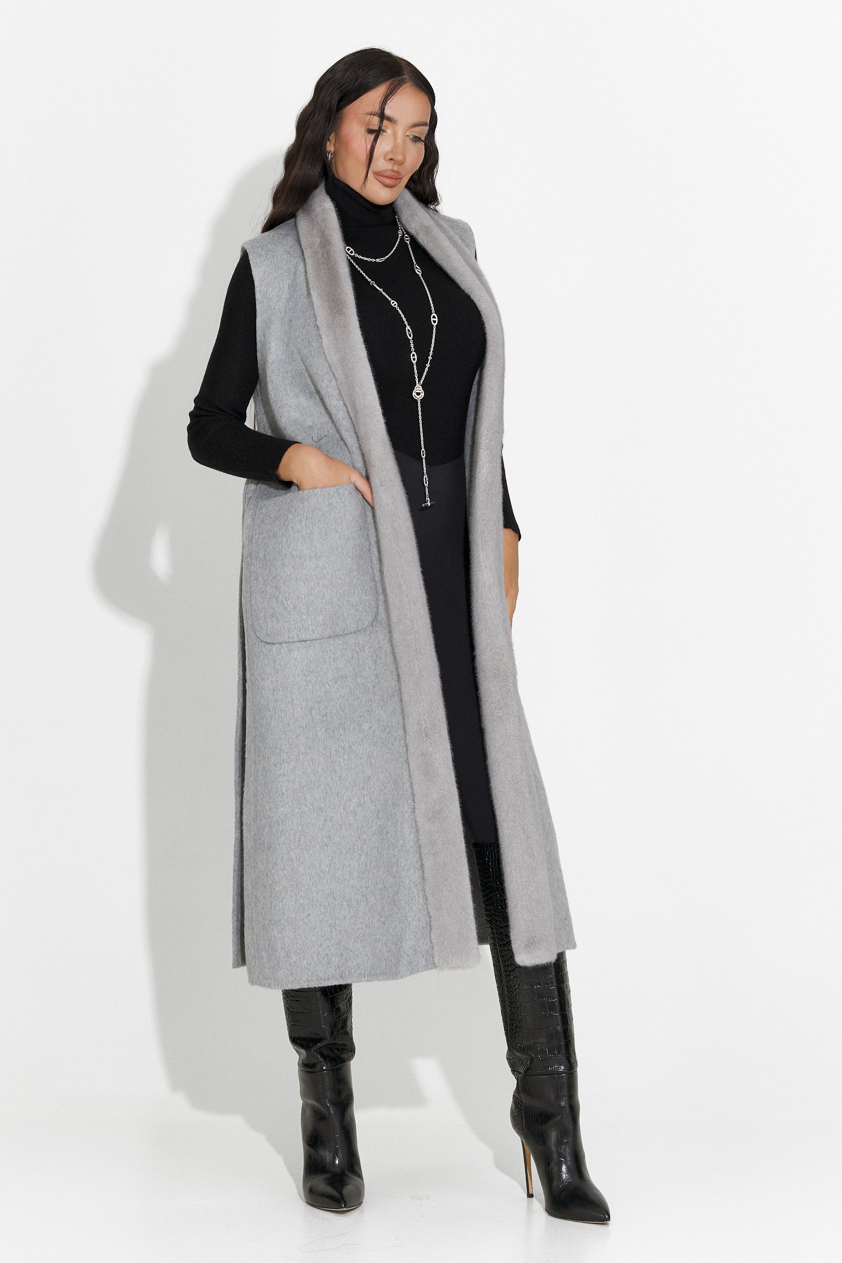 Vesta dama eleganta gri Brania Bogas