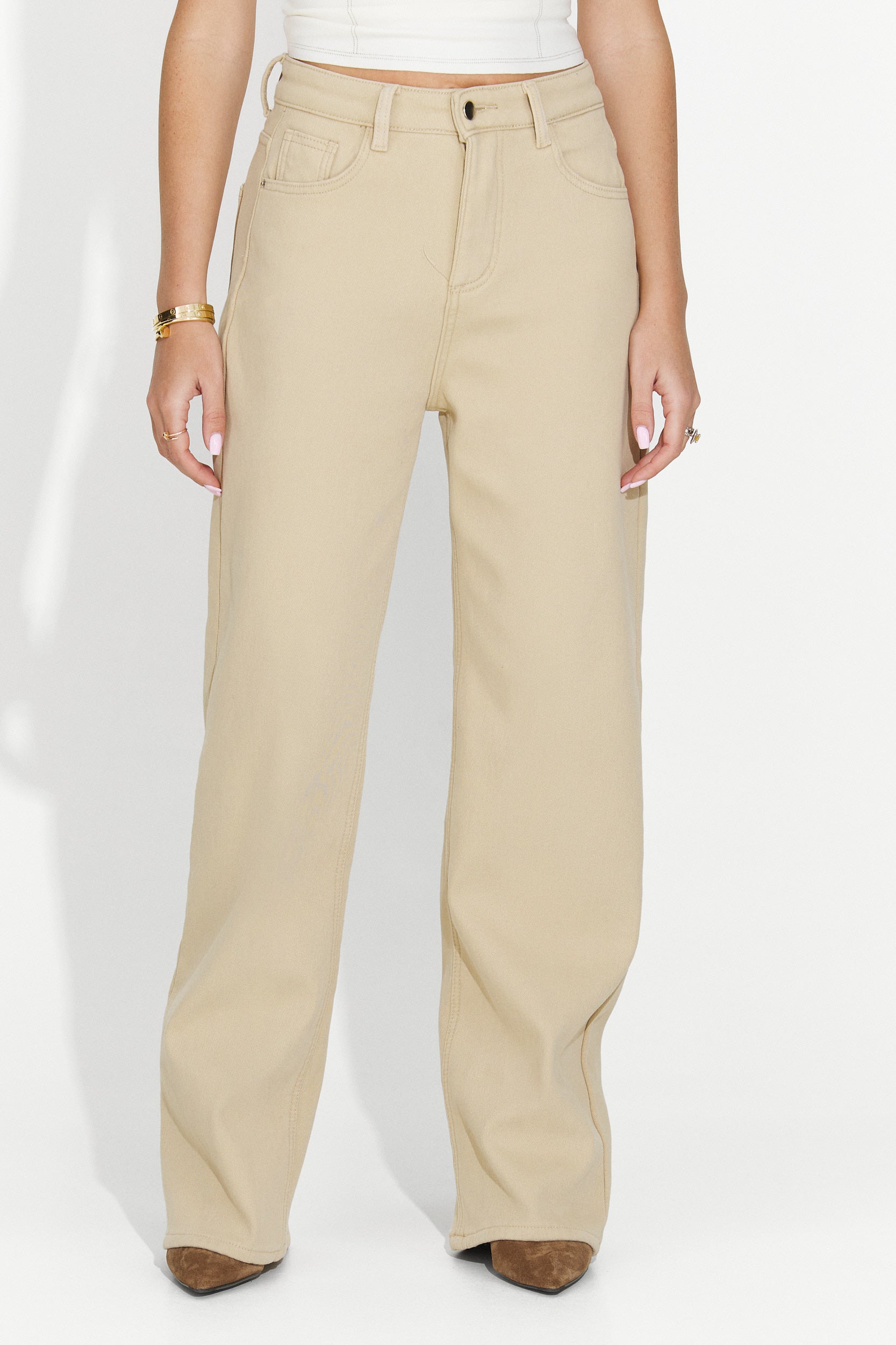 Blugi dama casual bej Hetie Bogas