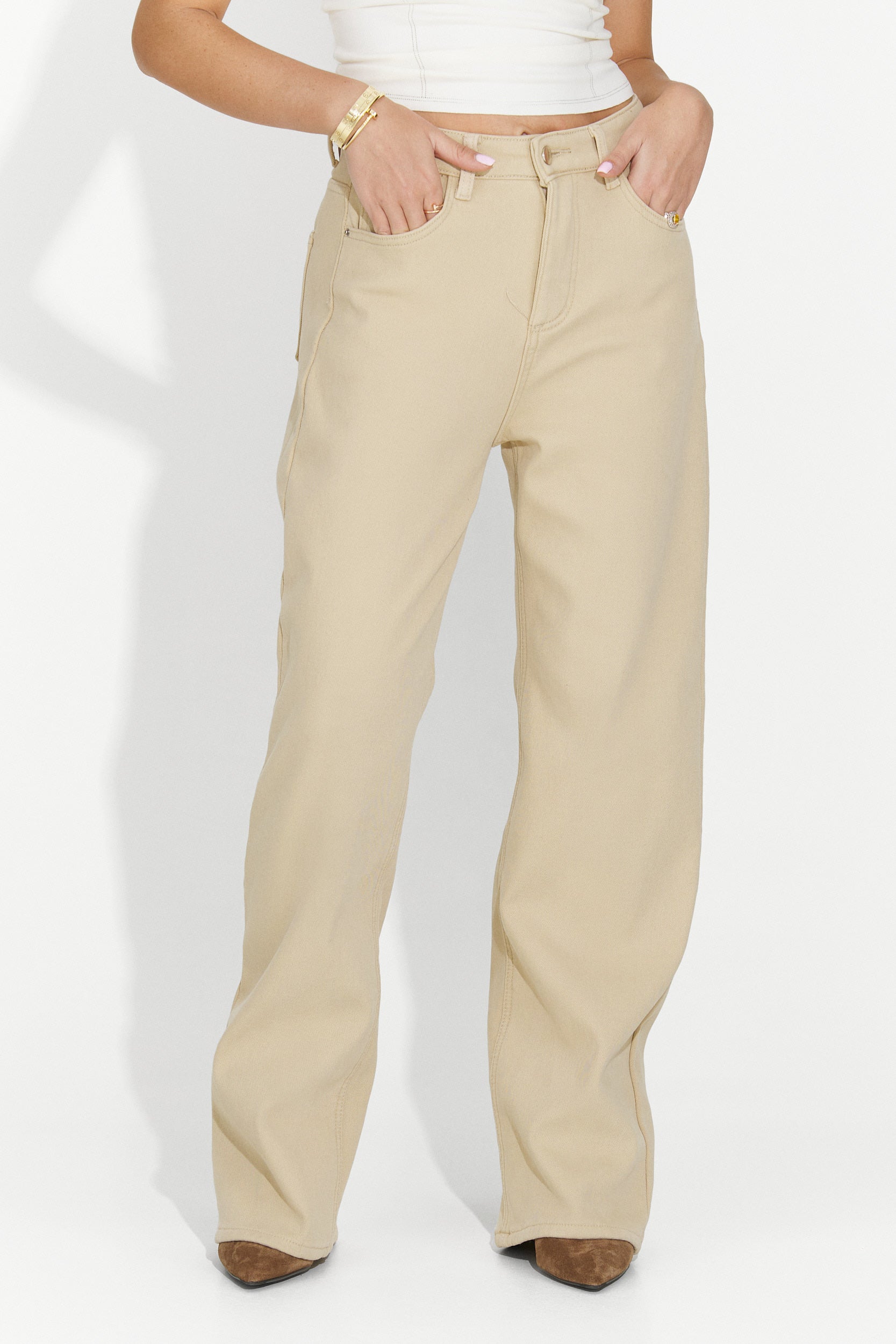 Blugi dama casual bej Hetie Bogas