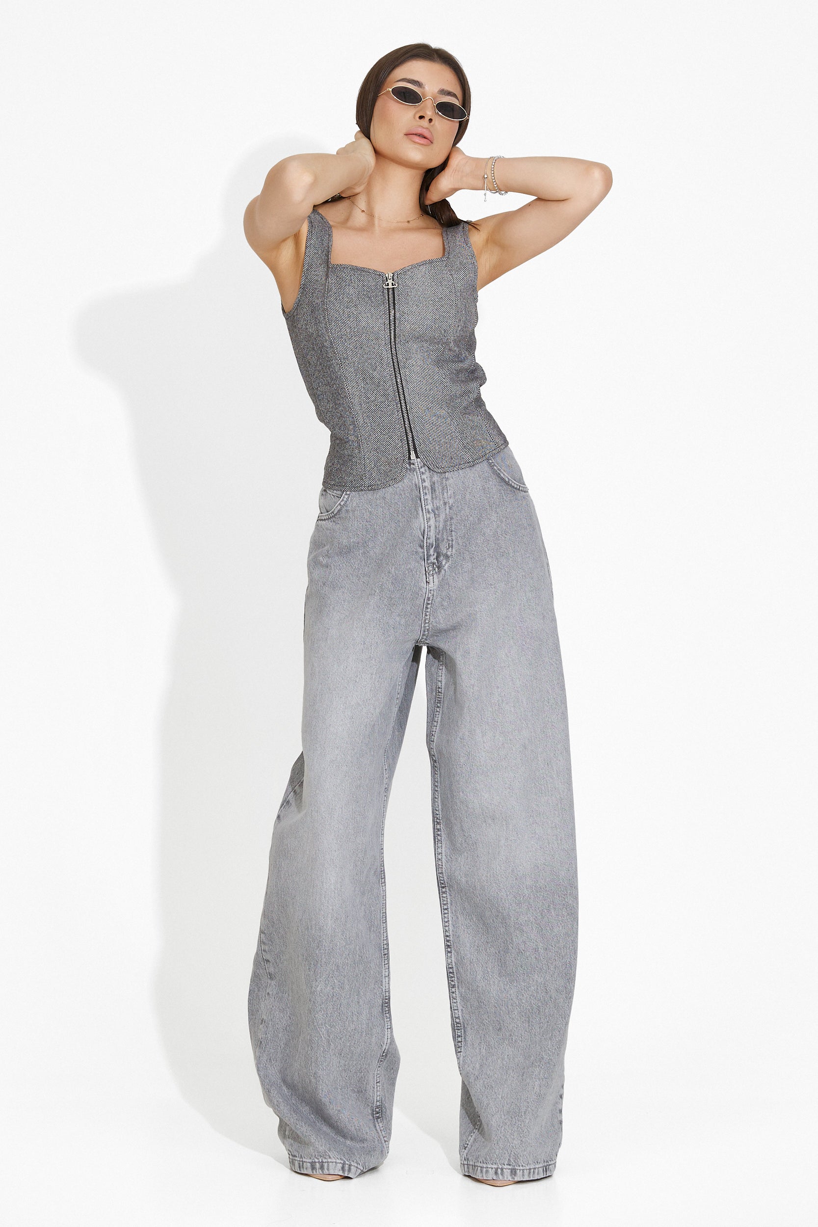 [Resigilat] Blugi dama casual gri Shelyana Bogas