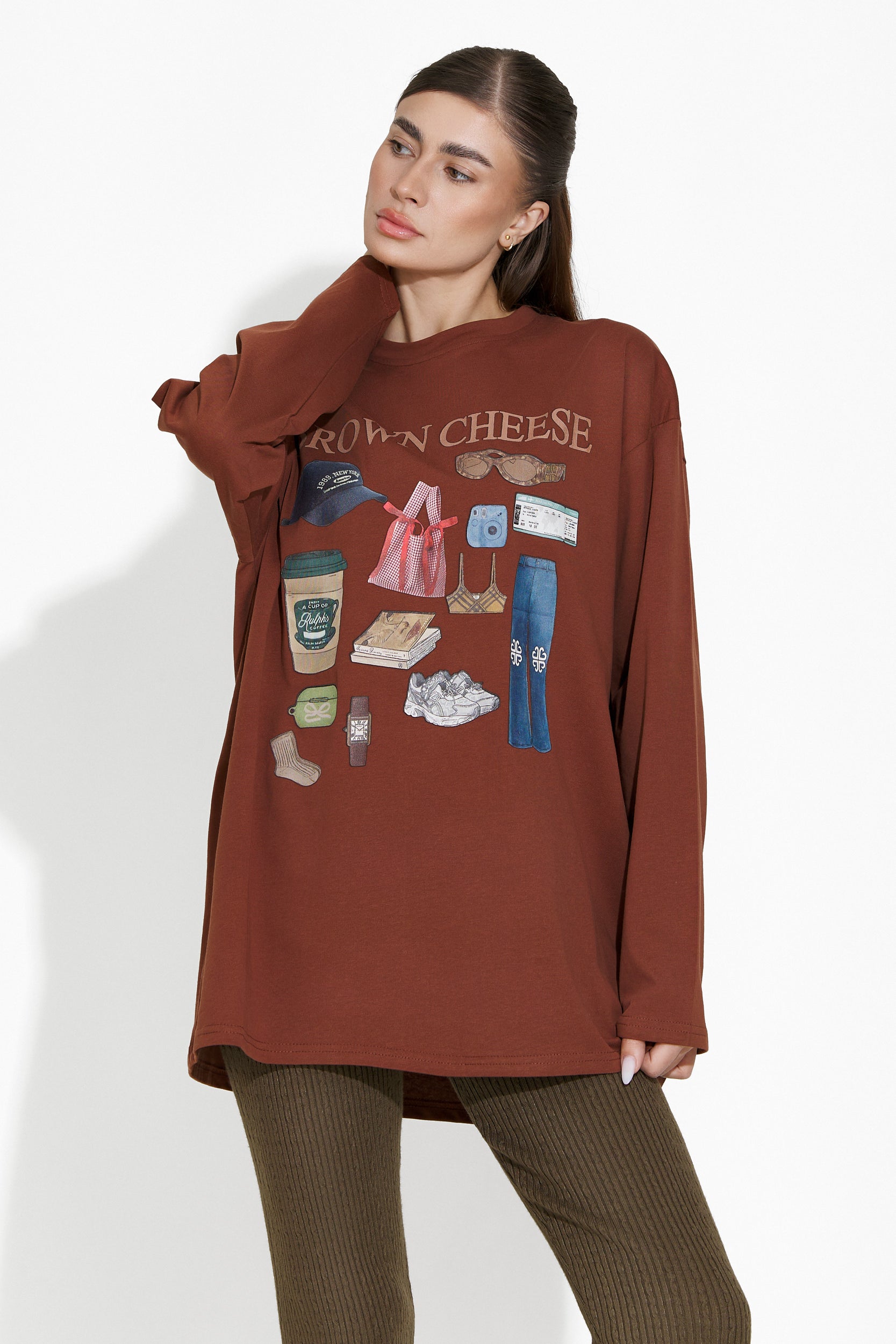 Bluza dama casual maro Eryn Bogas